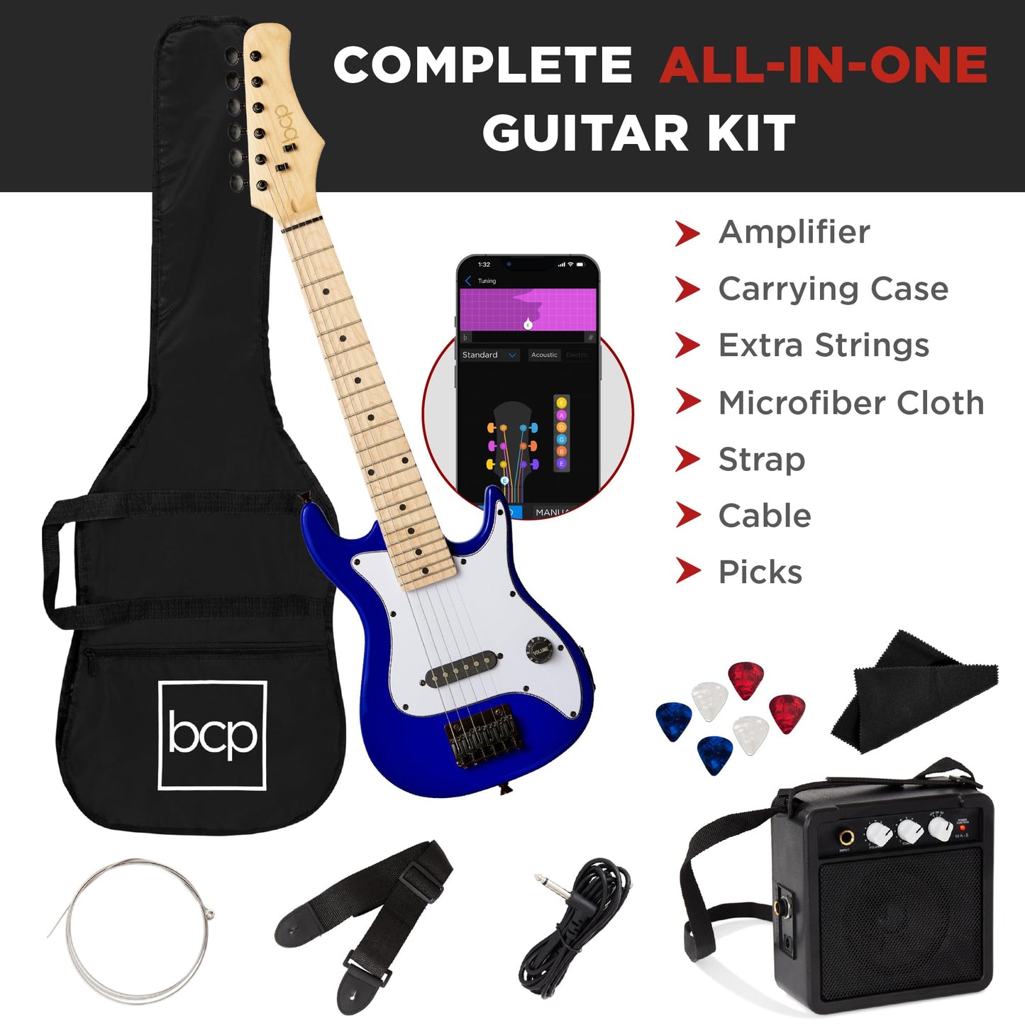 Best Choice Products 30in Beginners Electric Guitar Beginner Starter Kit w/ 5W Amplifier, Strap, Gig Bag, Strings, Picks - Black