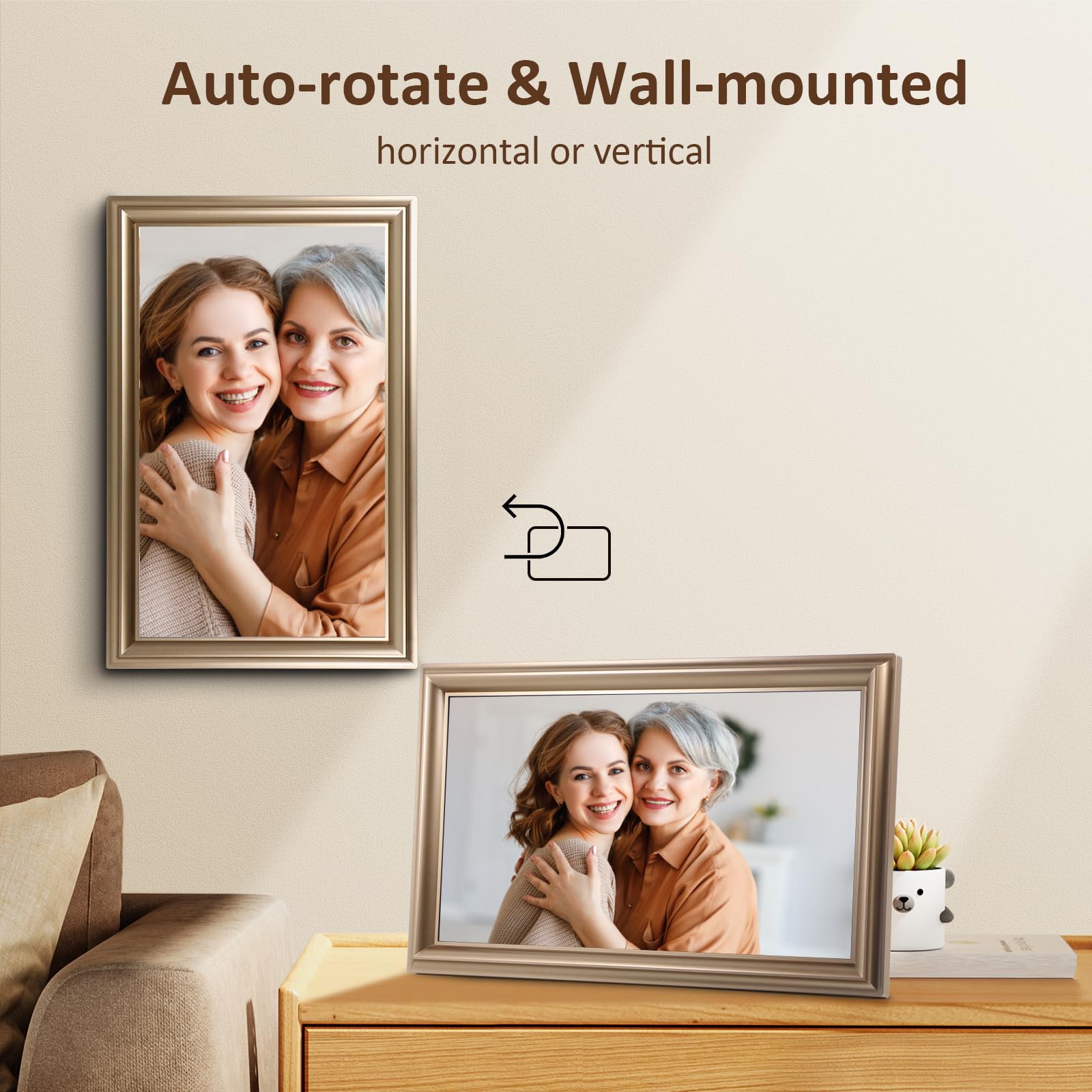 10.1 Inch WiFi Digital Picture Frame, 1280x800HD IPS Touch Screen Digital Photo Frame Electronic,16GB Memory, Auto-Rotate, Wall Mountable, Share Photos/Videos Instantly via Uhale App from Anywhere