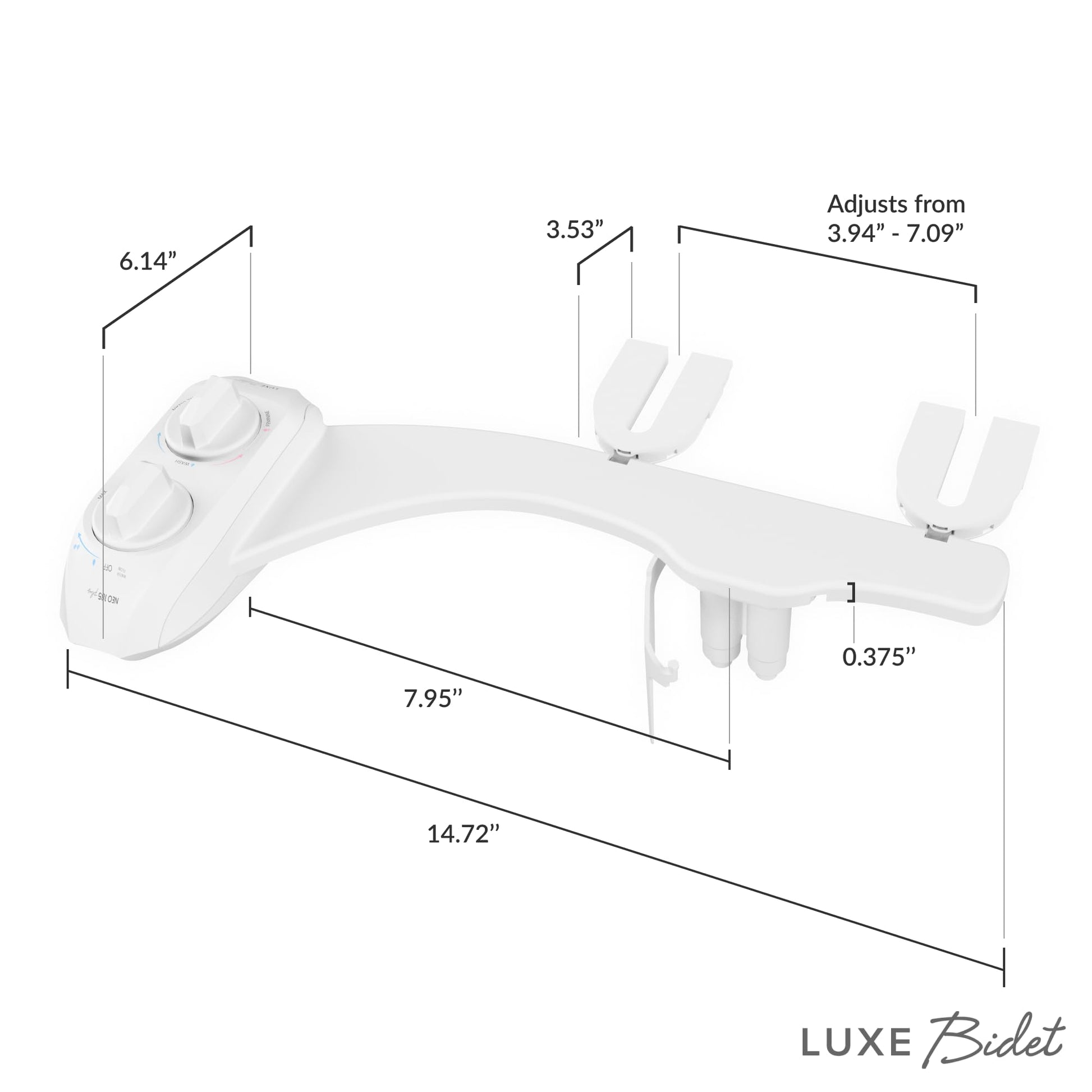 LUXE Bidet NEO 185 Plus - Patented Bidet Attachment for Toilet Seat, Innovative Hinges to Clean, Slide-in Easy Install, Advanced 360° Self-Clean, Dual Nozzles, Feminine &amp; Rear Wash (Chrome)