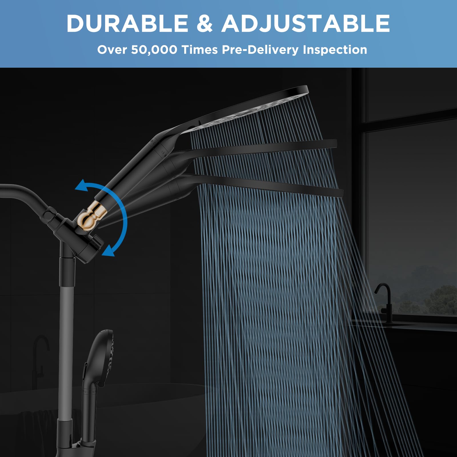 Dual Filtered Rain Shower Head Combo, High Pressure Handheld Shower Head with Adjustable Bar - Rainfall Shower Head And Showerhead with Filter for Hard Water - Removes Chlorine