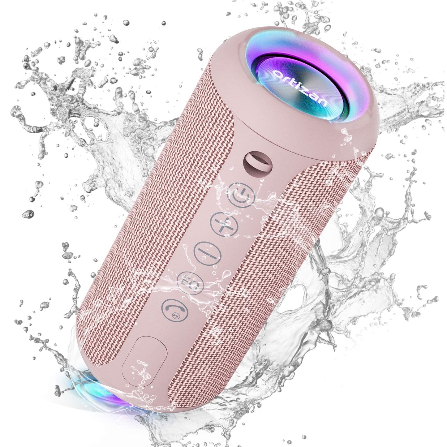 Ortizan Portable Bluetooth Speaker: IPX7 Waterproof, 24W Loud Sound, Deep Bass, Bluetooth 5.3, LED Lights, Wireless Stereo Pairing, 30H Playtime, for Home/Outdoor/Party/Beach, Birthday Gift (Black)