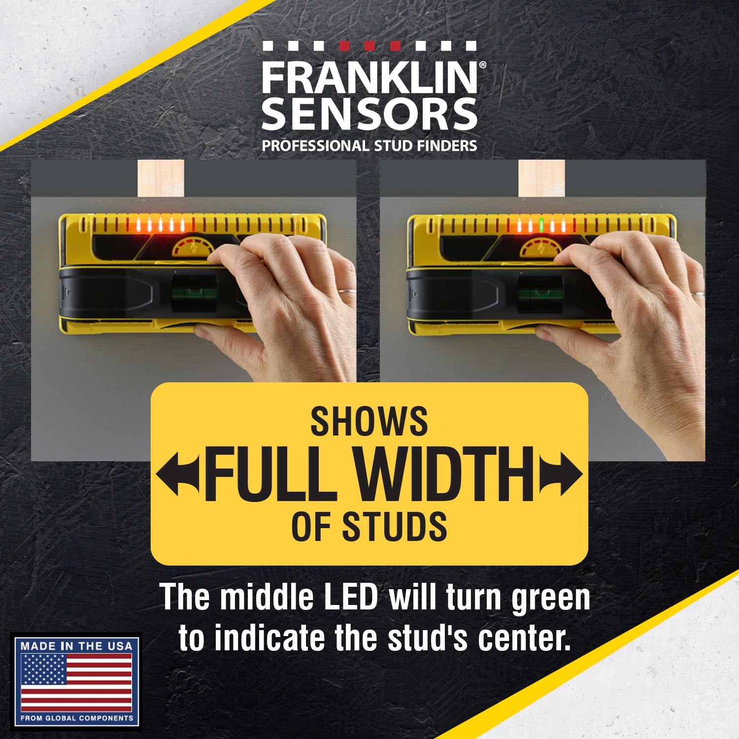 Franklin Sensors ProSensor M210 Stud Finder with 13-Sensors, Wood &amp; Metal Stud Detector/Wall Scanner, Live Wire Detection