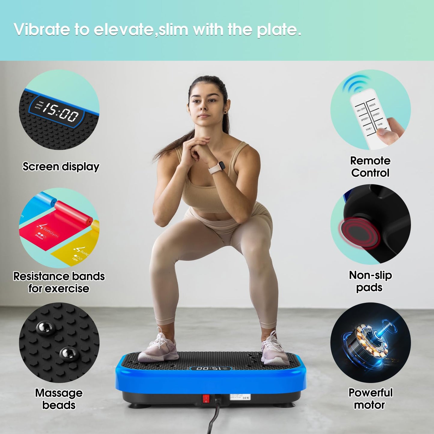 Vibration Plate Exercise Machine for Lymphatic Drainage Weight Loss,SoftGym Power Vibration Plate 300-400 Lbs Capacity Full Whole Body Workout Vibration Platform,Waver Vibration Plate for Home Fitness