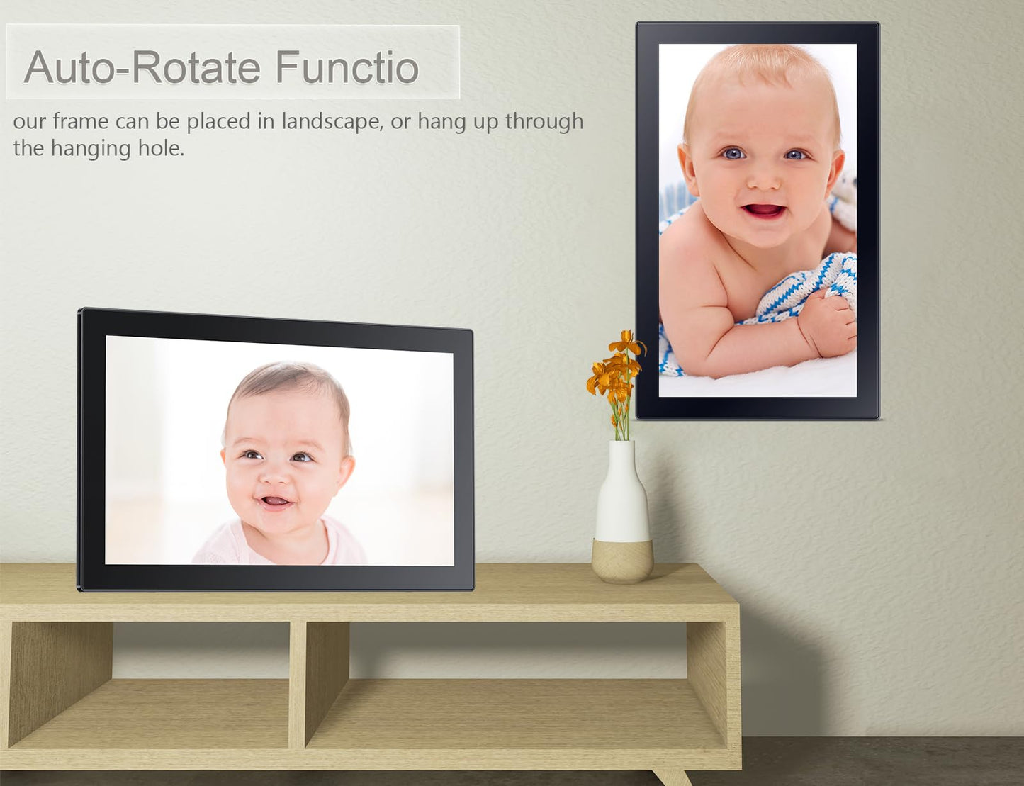 Frameo 10.1 Inch WiFi Digital Picture Frame with 1280 * 800P IPS Touch Screen HD Disply,Video Clips and Slide Show,Auto-Rotate, Wall Mountable,Send Photos Instantly from Anywhere with via Frameo APP