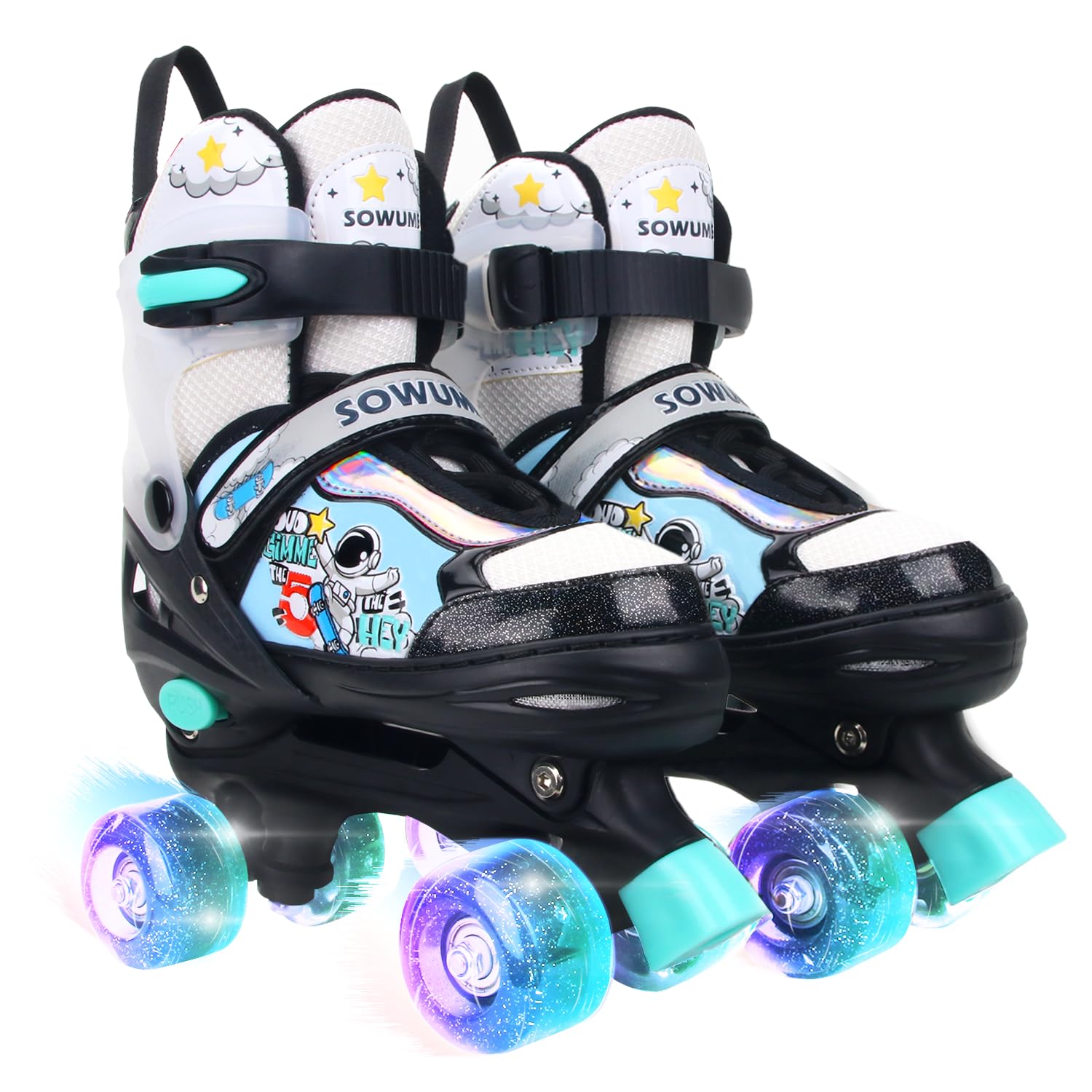 Sowume Adjustable Roller Skates for Girls and Women, All 8 Wheels of Girl's Skates Shine, Safe and Fun Illuminating for Kids