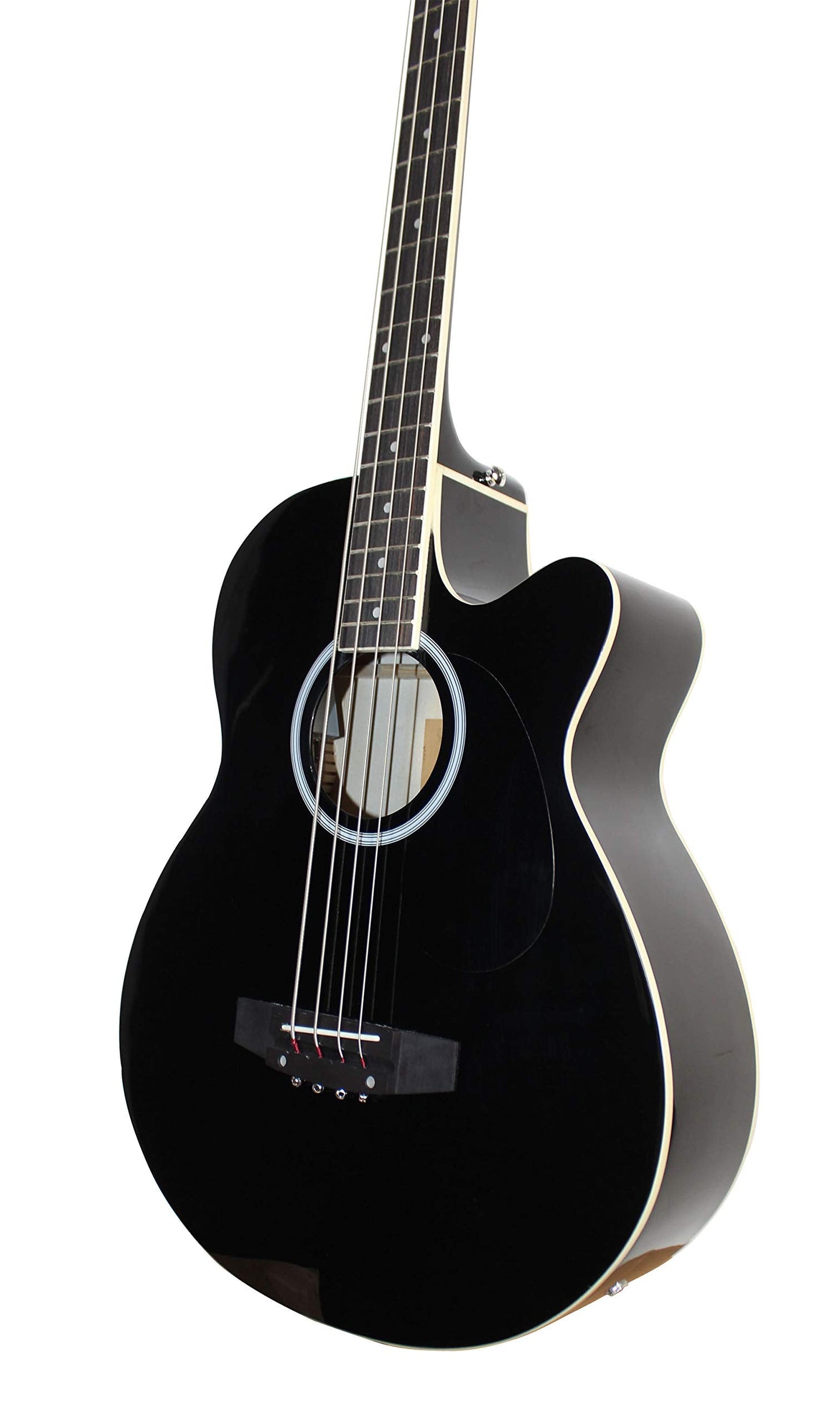 YMC 4 Strings Cutaway Acoustic-Electric Bass Guitar With 4-Band Equalizer, Adjustable Truss Rod,Gig Bag,Strap,Picks- (Black)