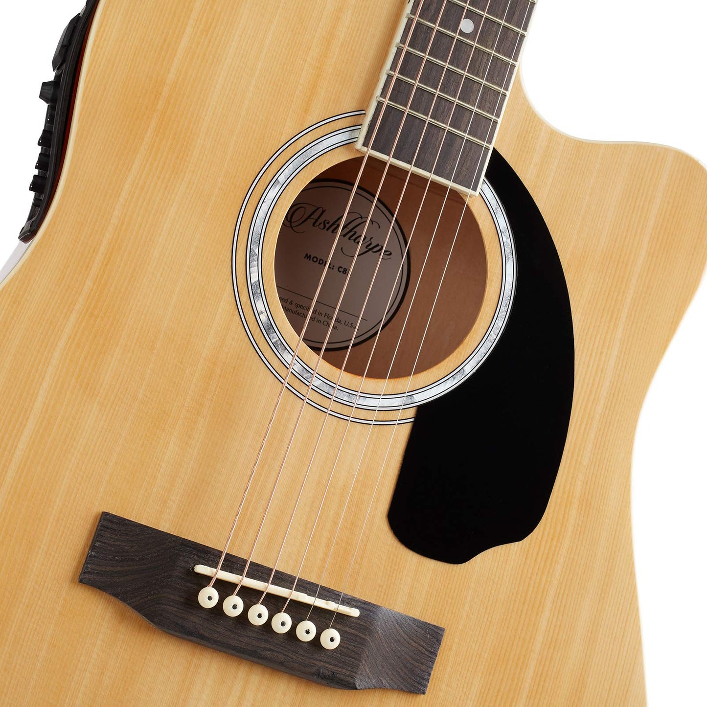 Ashthorpe Full-Size Cutaway Thinline Acoustic-Electric Guitar Package - Premium Tonewoods - Black