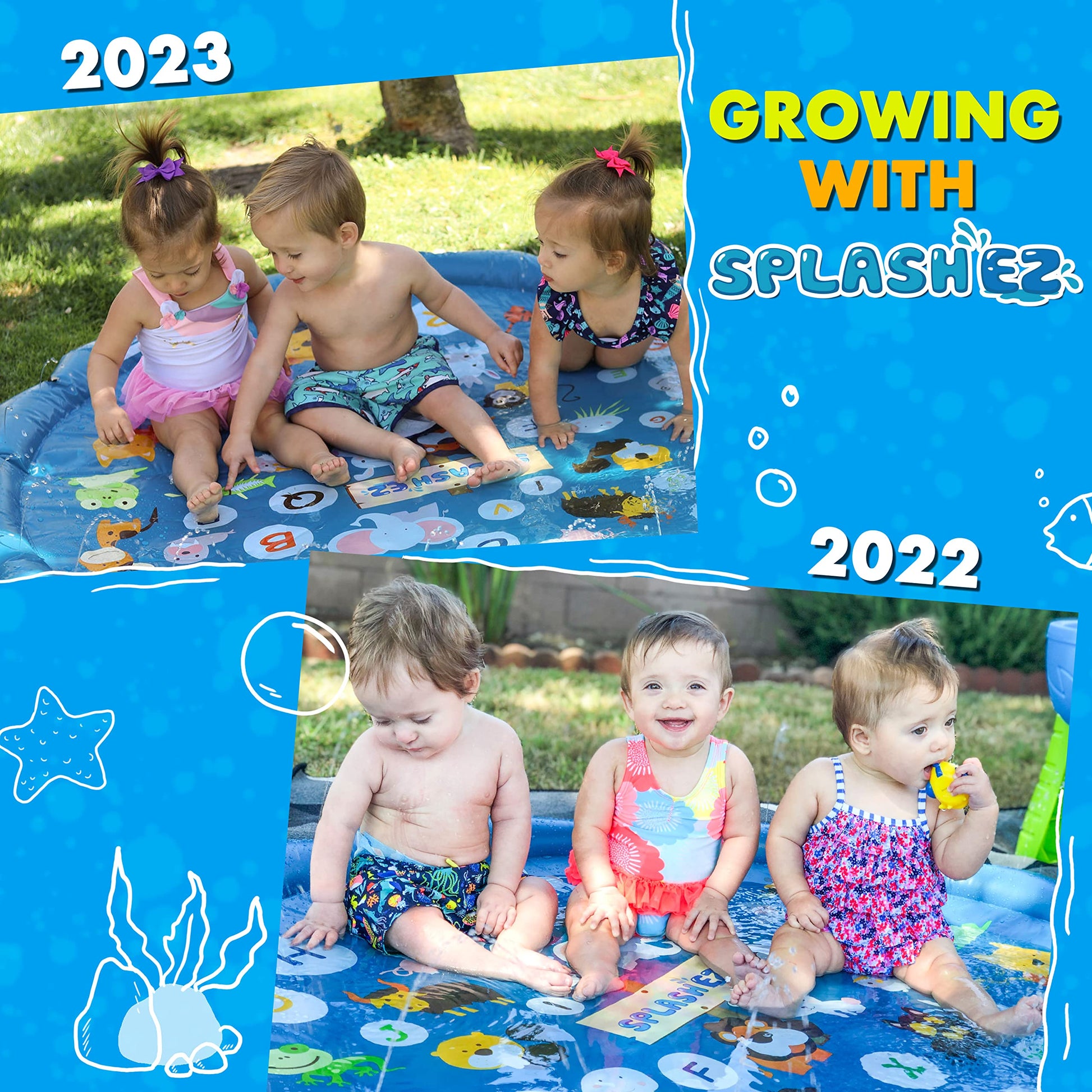 SplashEZ 89’’ Extra Large Splash Pad for Kids &amp; Dogs Great Outdoor Toys for Toddlers 1-3 &amp; Kids Ages 4-8, Baby Pool for Backyard Sprinkler for Kids, Pool Plastic Dog Water Summer Toys