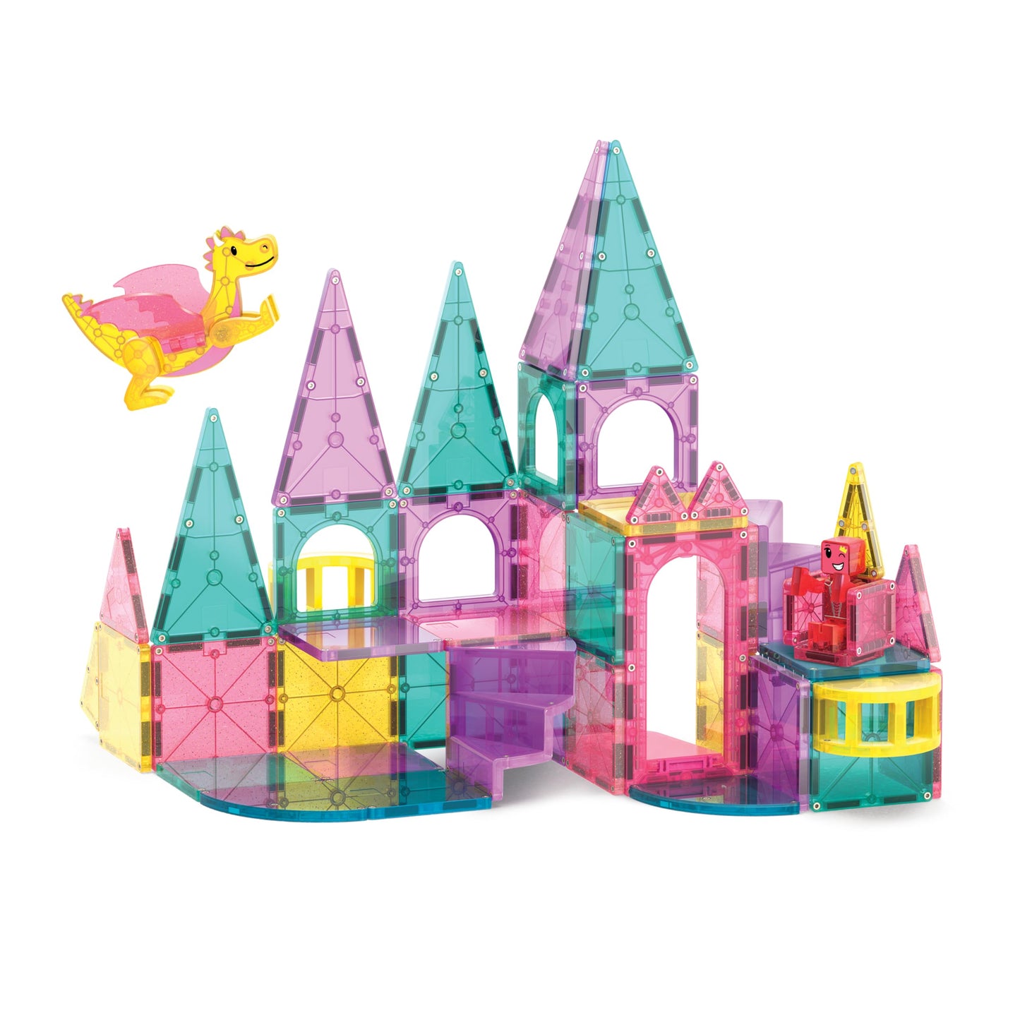 MAGNA-TILES Castle DLX 48-Piece Magnetic Construction Set, The Original Magnetic Building Brand