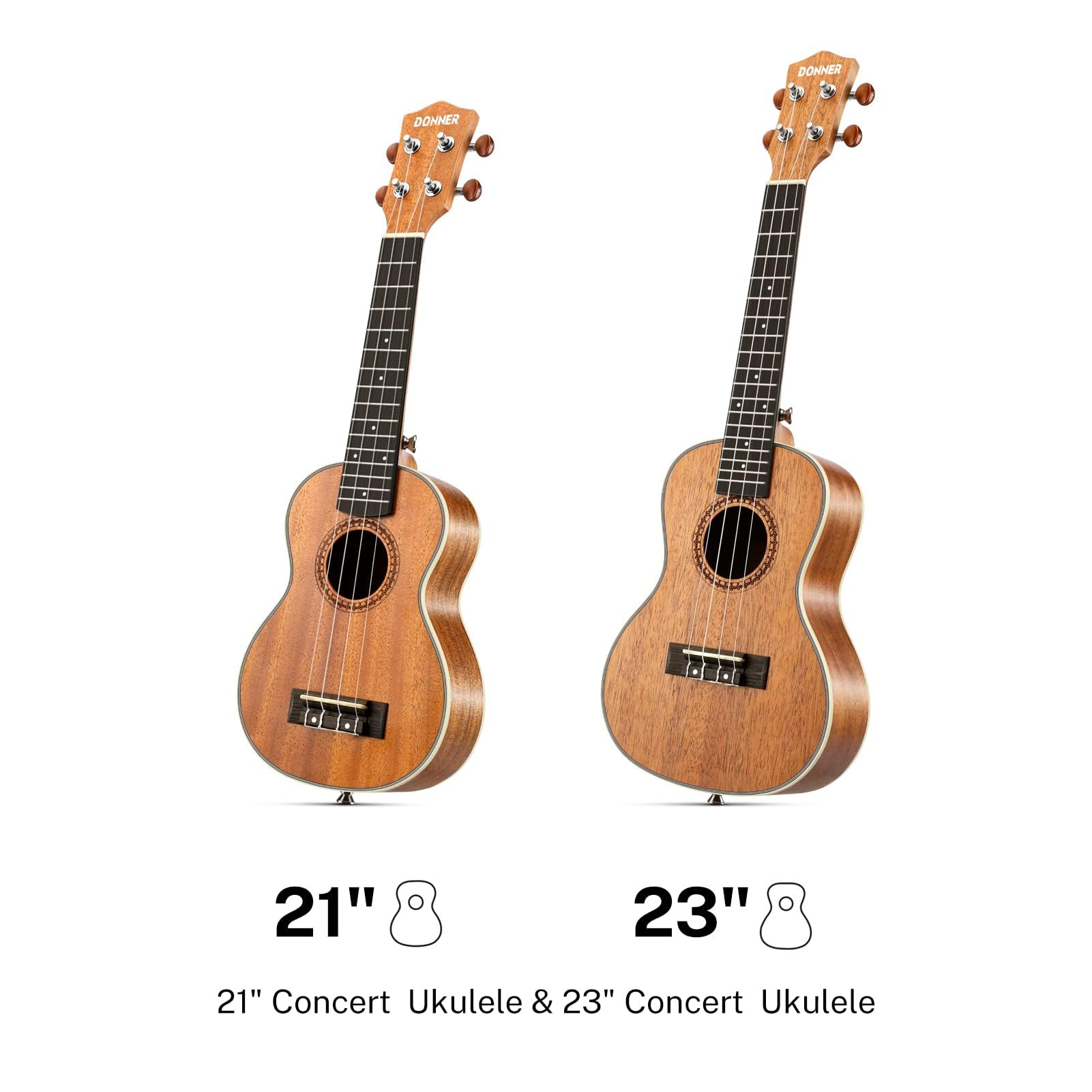 Donner Soprano Ukulele Mahogany Wood 21 inch Ukelele Beginner Kit with Free Online Lesson Gig Bag Strap Nylon String Tuner Picks Ukalalee Yukalalee Bundle Pack DUS-200