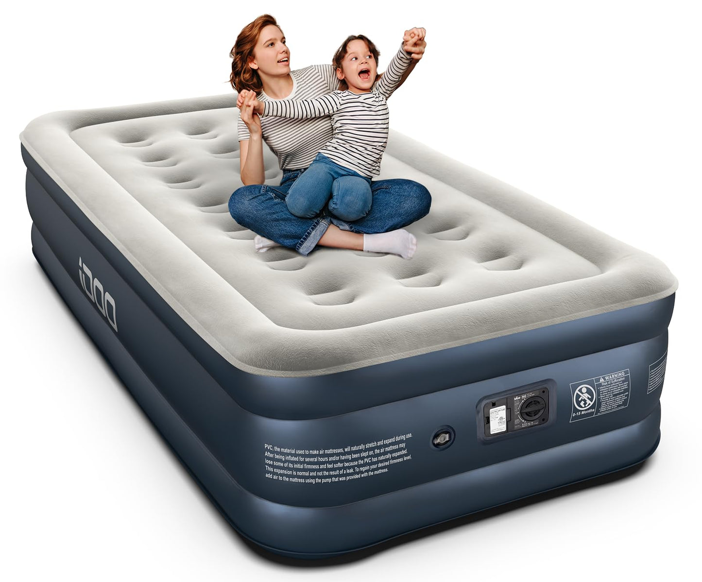 iDOO Queen Air Mattress with Built in Pump, 18 Raised Comfort Blow up Mattress, Upgraded Four Chamber Airbed, Inflatable Mattress for Guests and Home, colchon inflable, Air Bed, 650 lbs Max