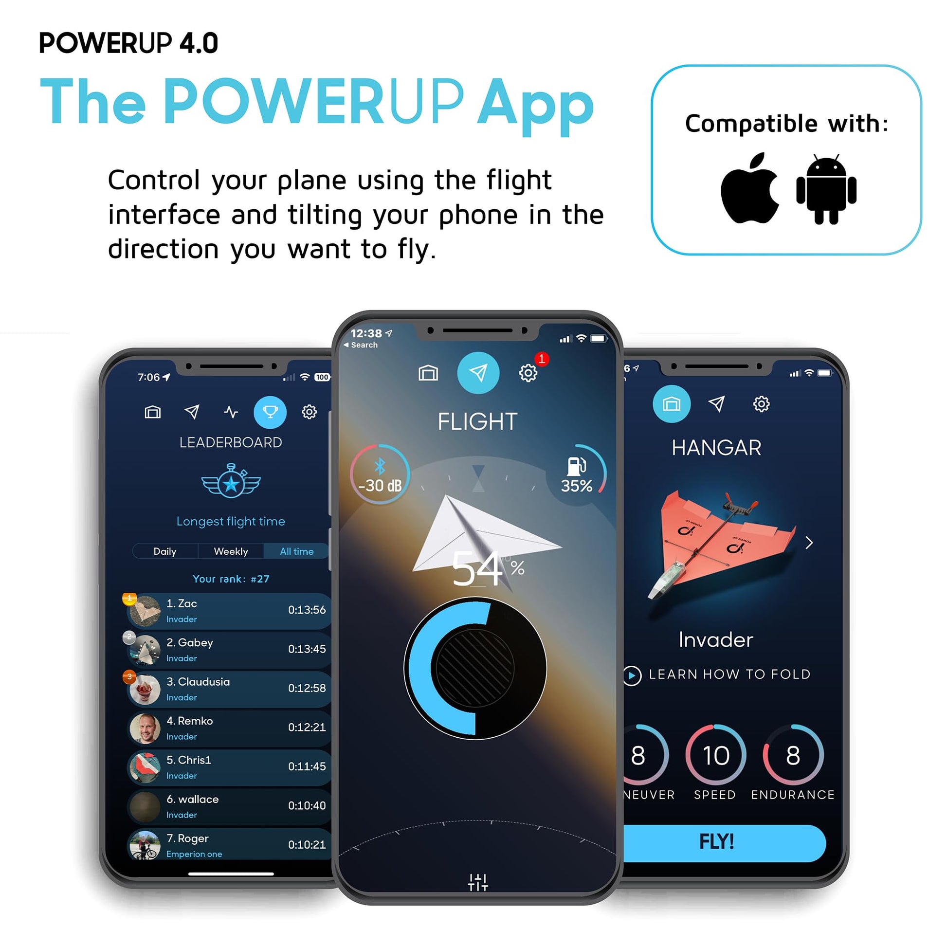 POWERUP 4.0 The Next-Generation Smartphone Controlled Paper Airplane Kit, RC Controlled. Easy to Fly with Autopilot &amp; Gyro Stabilizer. for Hobbyists, Pilots, Tinkerers.