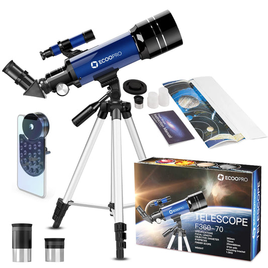 Telescope for Kids Beginners Adults, 70mm Astronomy Refractor Telescope with Adjustable Tripod - Perfect Telescope Gift for Kids