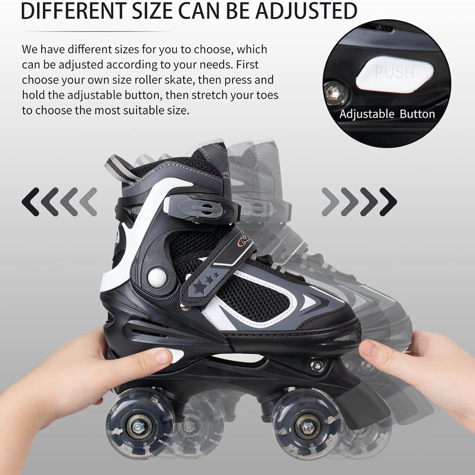 Nattork Kids Roller Skates for Boys Girls Kids, 4 Sizes Adjustable Quad Skates with All Light up Wheels - Birthday Gift for Indoor Outdoor Sports