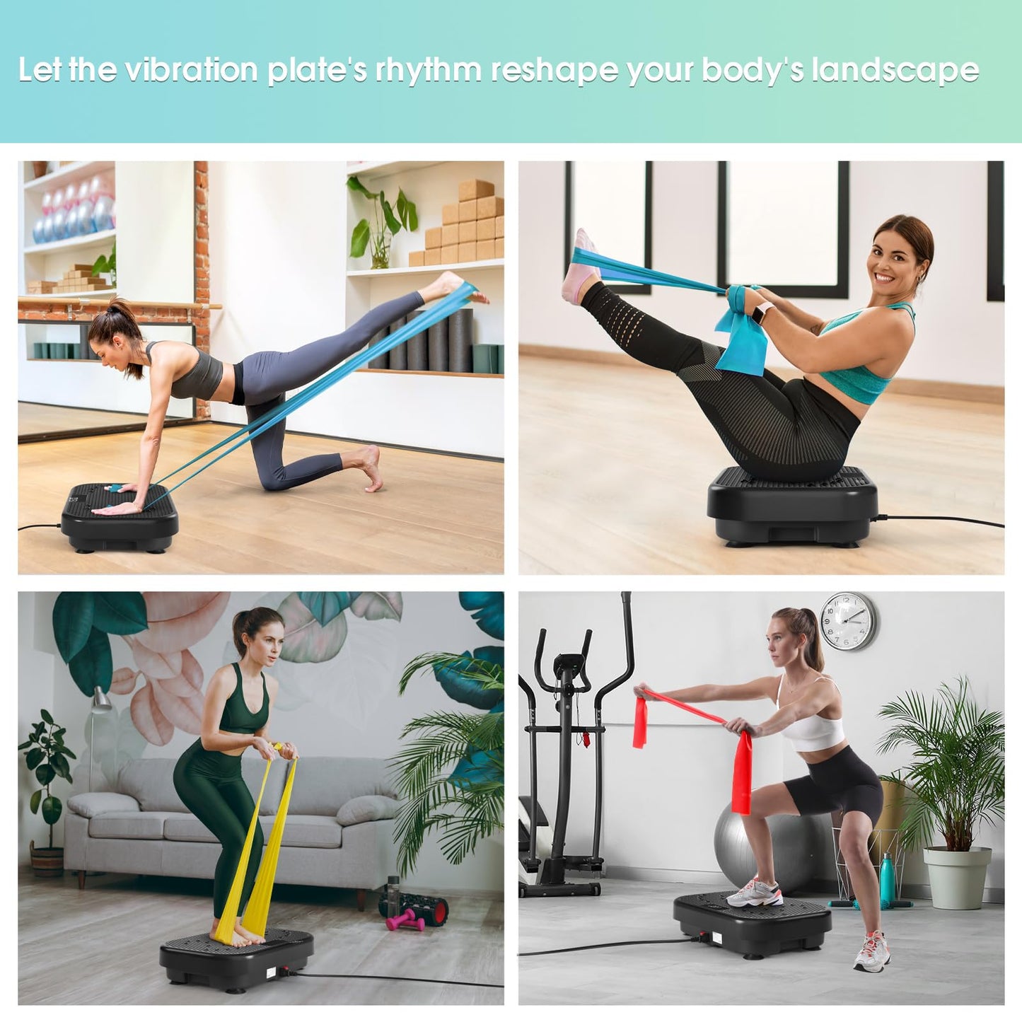 Vibration Plate Exercise Machine for Lymphatic Drainage Weight Loss,SoftGym Power Vibration Plate 300-400 Lbs Capacity Full Whole Body Workout Vibration Platform,Waver Vibration Plate for Home Fitness