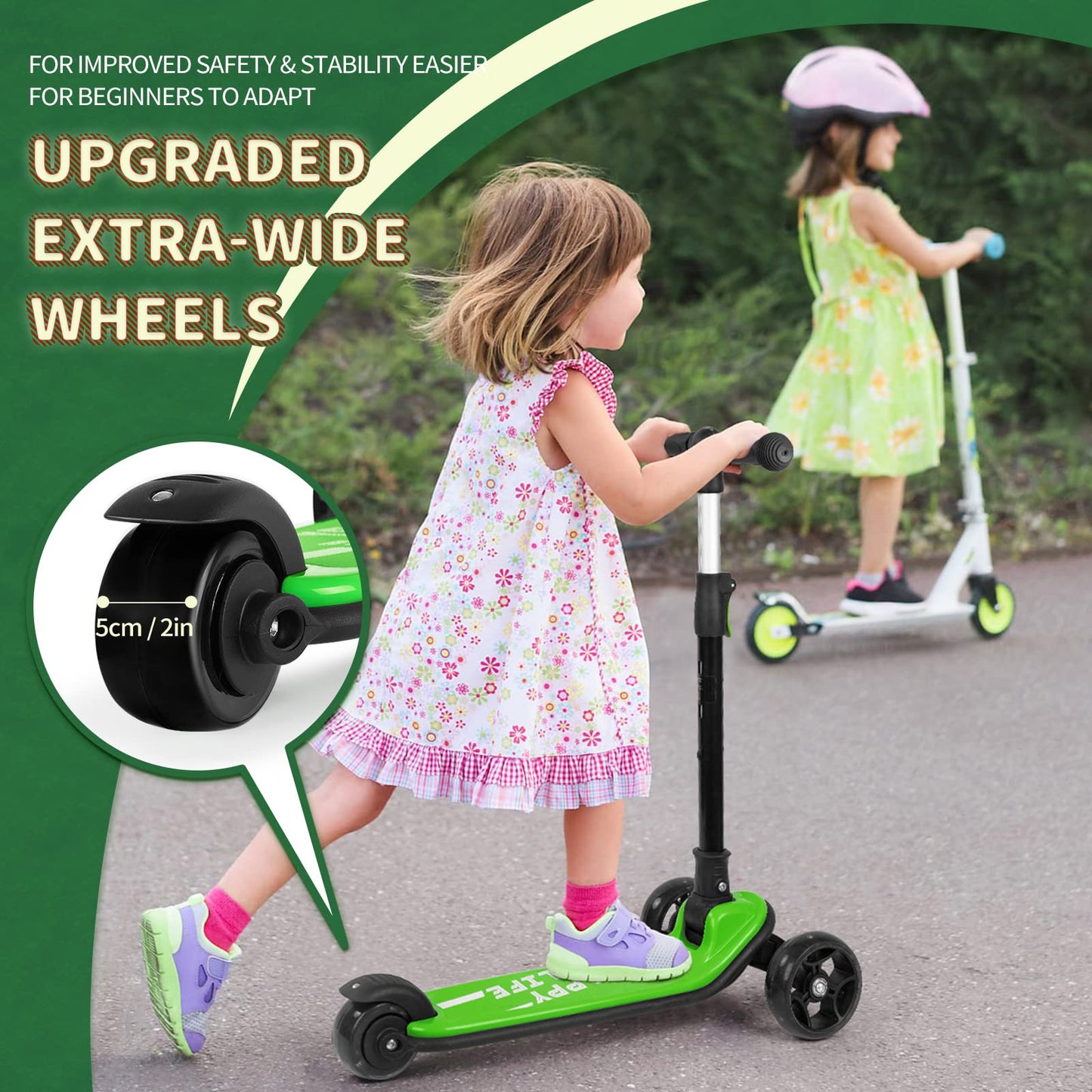 besrey Kick Scooter for Kids Ages 3-10, 3 Wheel Scooter for Kids with Adjustable Height, Folding Kids Scooter with LED Light Wheels Rear Brak Extra Wide Deck Outdoor Activities for Boys/Girls