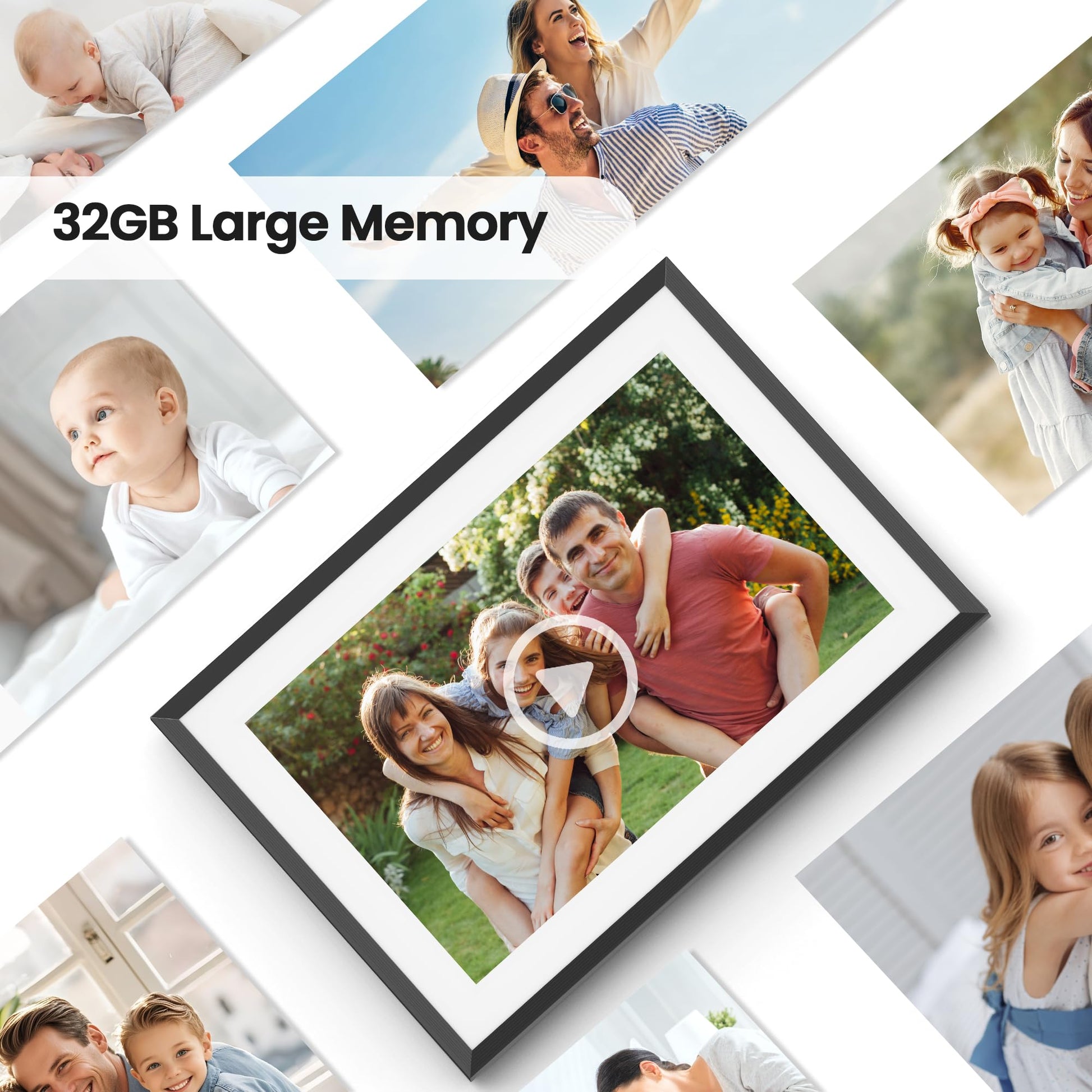 Frameo 10.1 Inch WiFi Digital Picture Frame, Smart Cloud Electronic Photo Frame with HD IPS Touch Screen Slideshow 32GB Memory Auto-Rotate Wall Mount, Share Photos/Videos from Phone by Frameo App