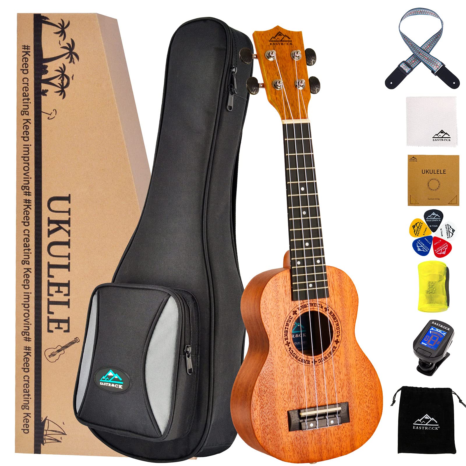 EASTROCK Concert Ukulele Mahogany Beginner 23 inch Ukelele Big Package Kit. Ukulele Ukalalee Suitable for adults, Beginners. (23-Mahogany)