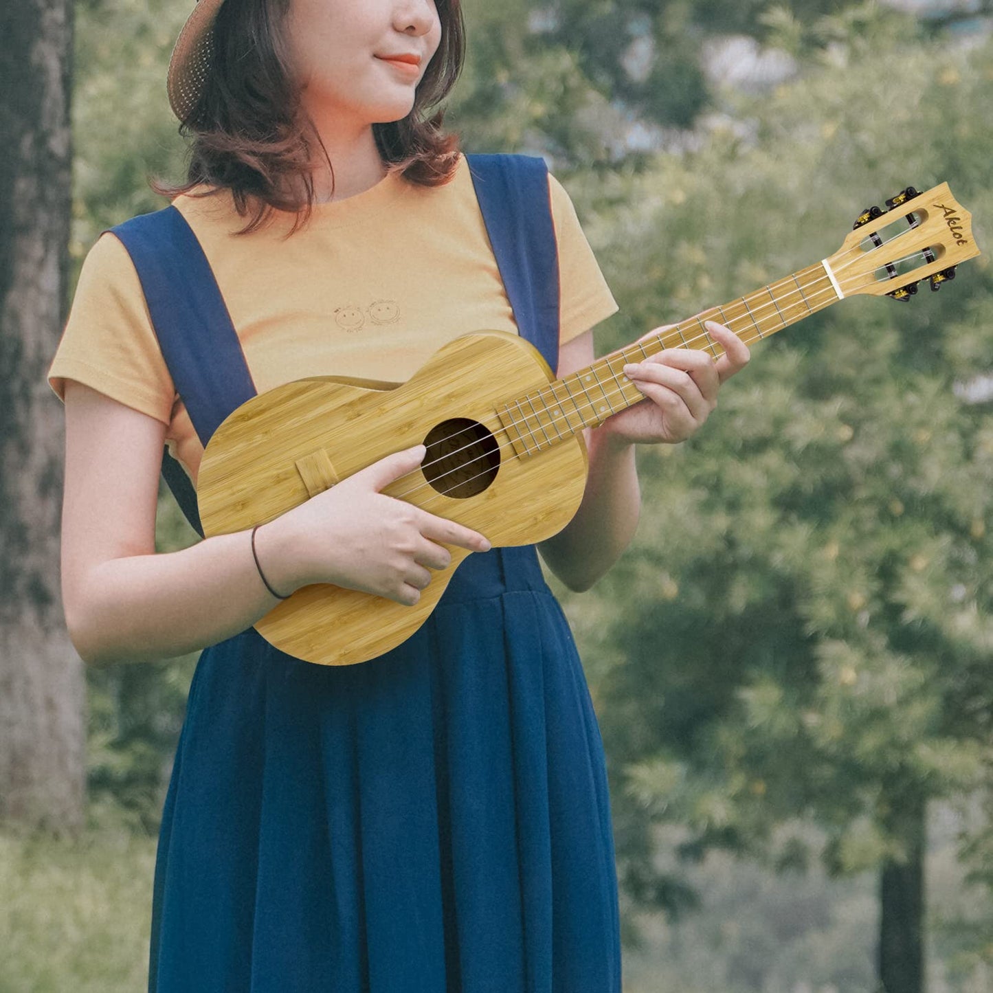 AKLOT 5 Strings Ukulele,Tenor Ukelele 26 inch Solid Mahogany Uke with Gig Bag Belt Extra Strings Professionals