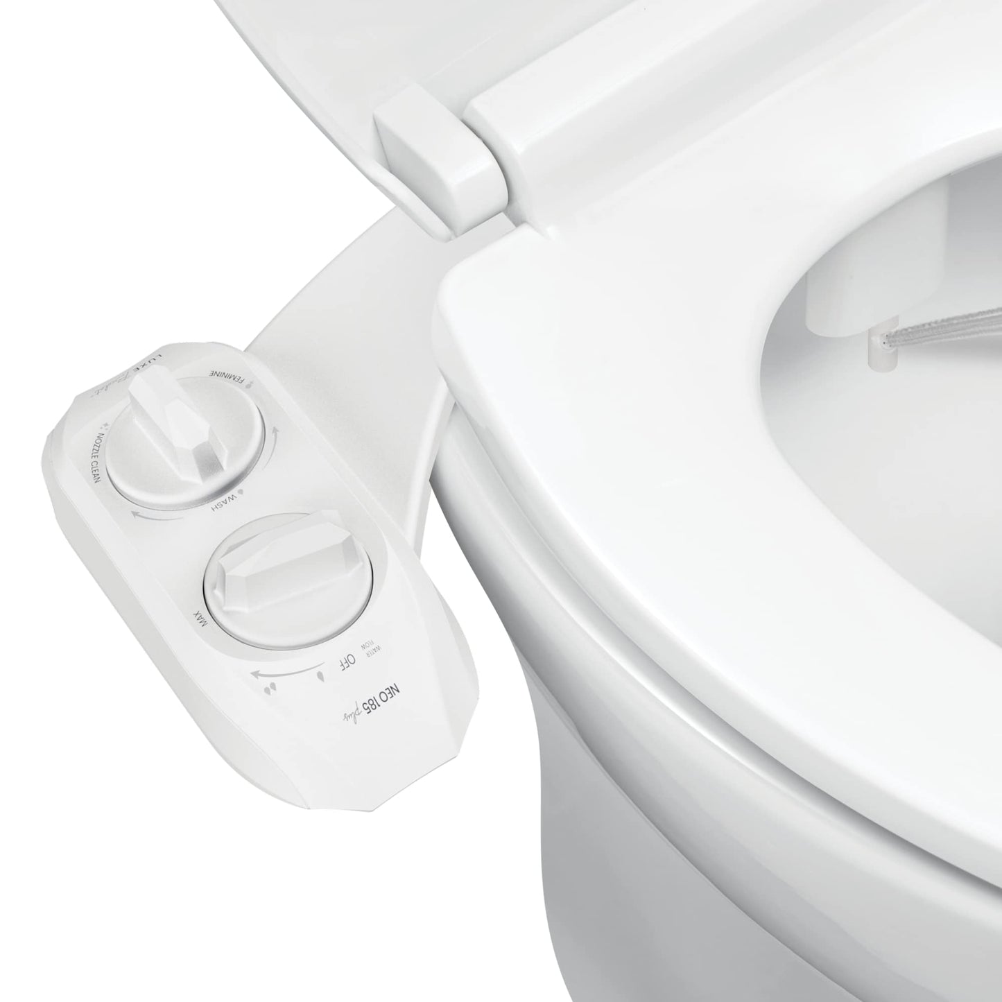 LUXE Bidet NEO 185 Plus - Patented Bidet Attachment for Toilet Seat, Innovative Hinges to Clean, Slide-in Easy Install, Advanced 360° Self-Clean, Dual Nozzles, Feminine &amp; Rear Wash (Chrome)