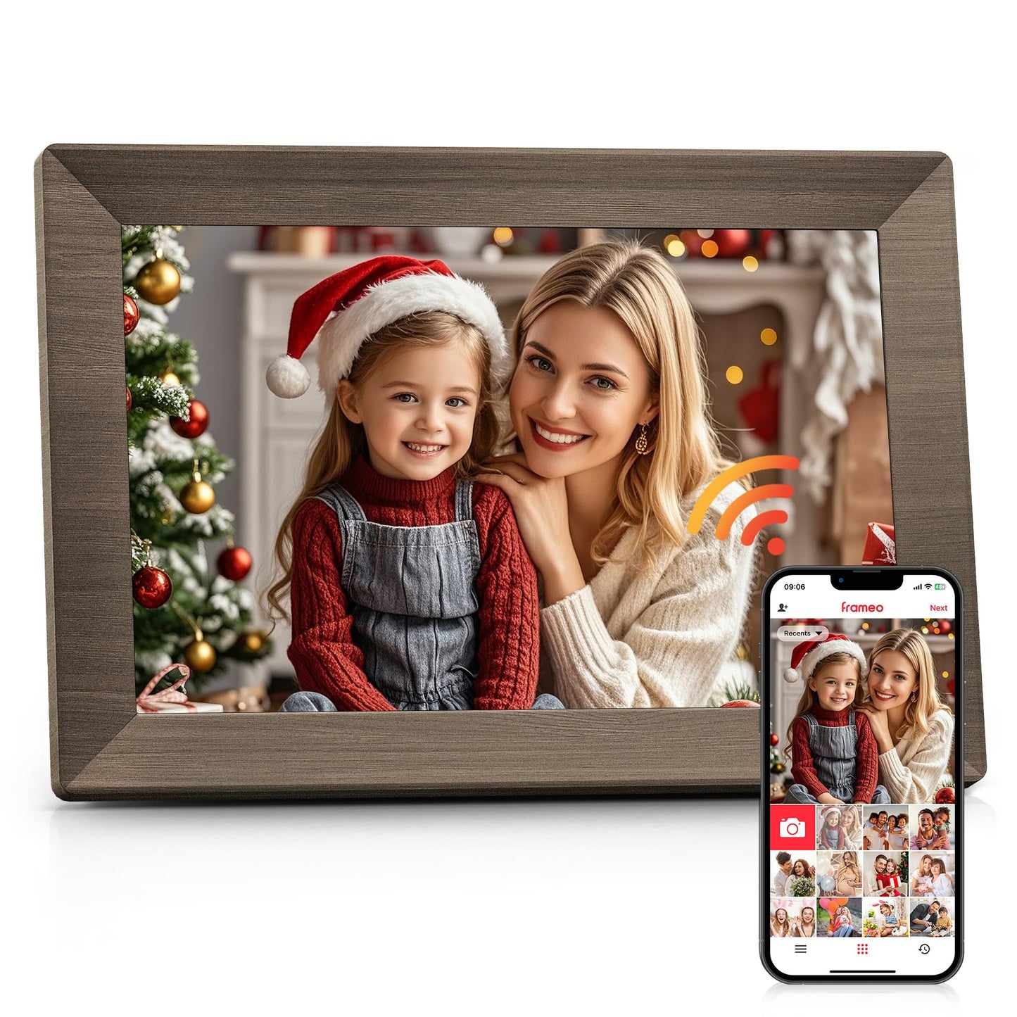 Frameo 10.1" WiFi Digital Picture Frame with 32GB Memory, 1280 x 800 IPS HD Touch Screen Electronic Photo Frame, Auto-Rotate, Slideshow, Wall Mountable, Share Photos/Video Remotely Anywhere