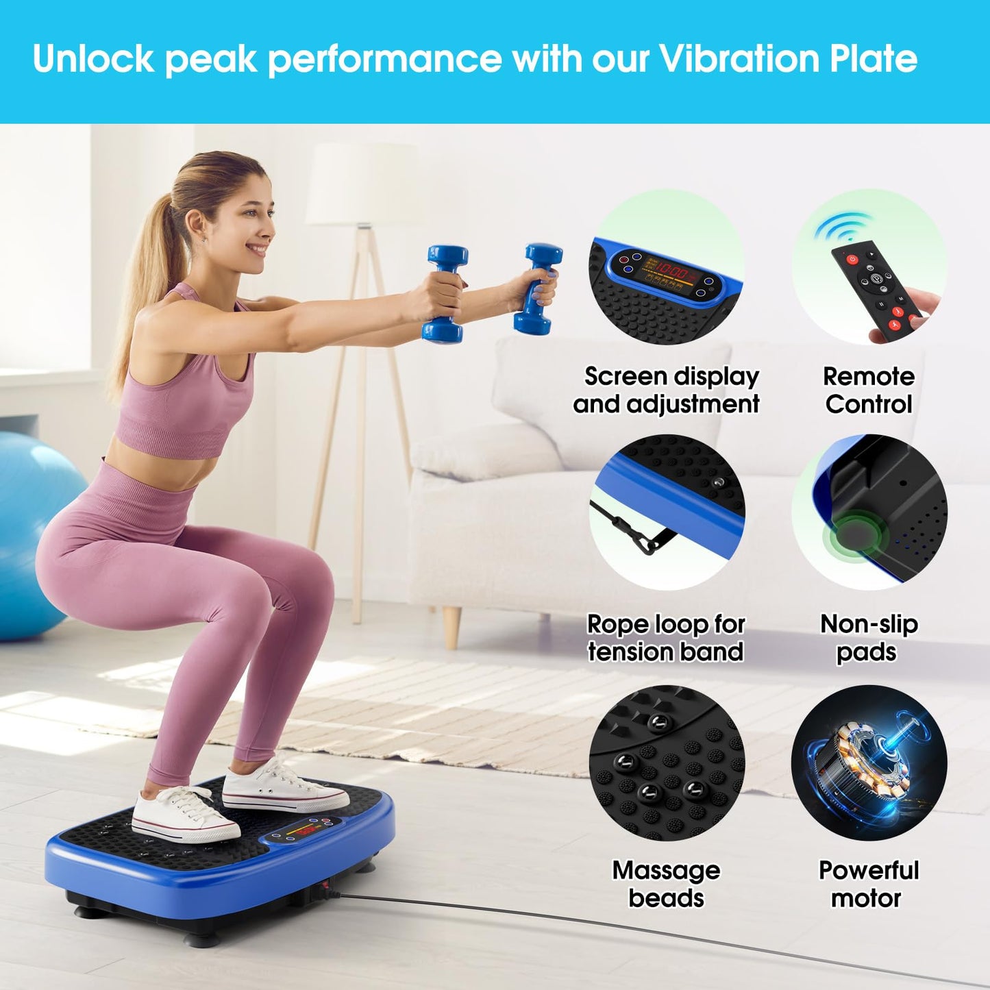 Vibration Plate Exercise Machine for Lymphatic Drainage Weight Loss,SoftGym Power Vibration Plate 300-400 Lbs Capacity Full Whole Body Workout Vibration Platform,Waver Vibration Plate for Home Fitness