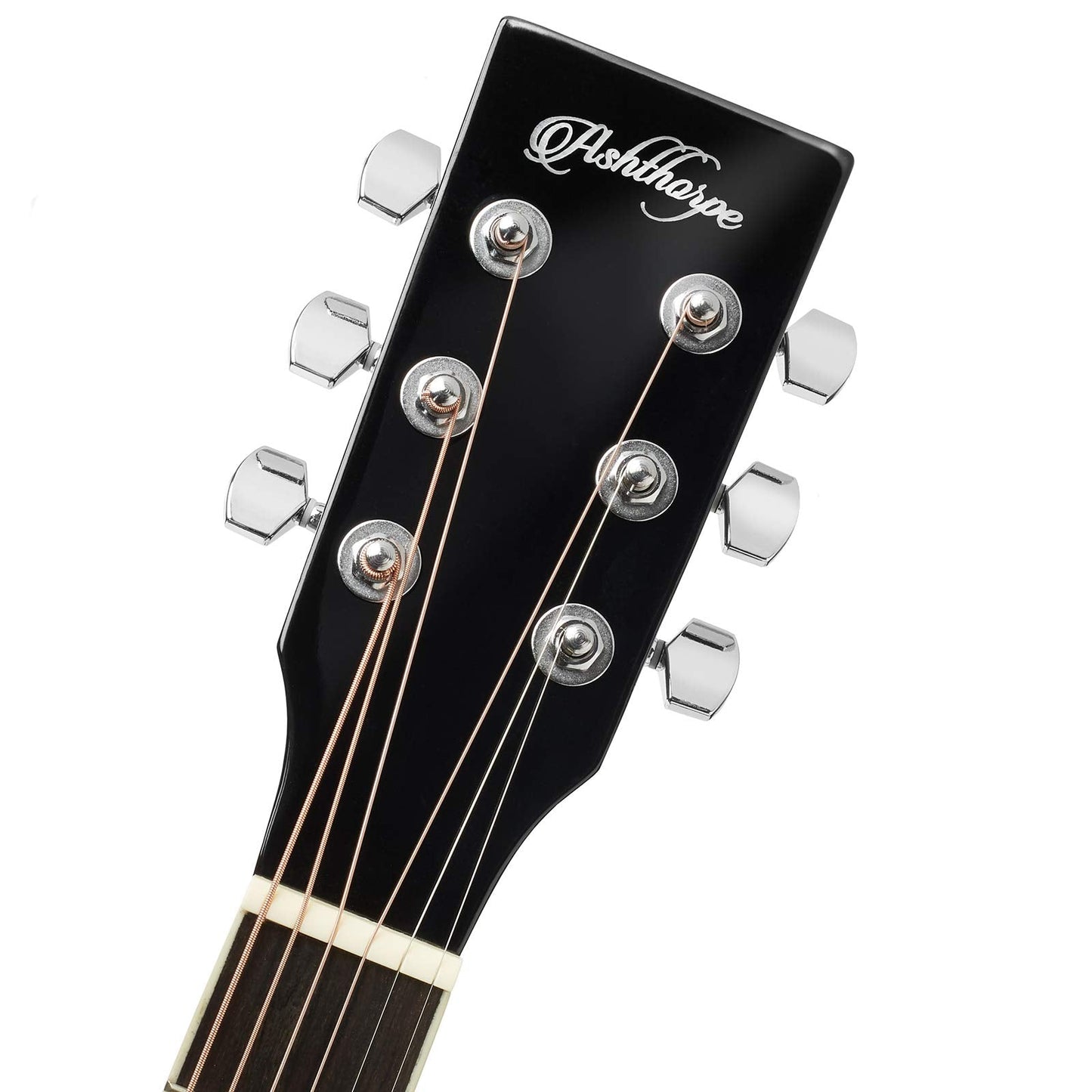 Ashthorpe Full-Size Cutaway Thinline Acoustic-Electric Guitar Package - Premium Tonewoods - Black