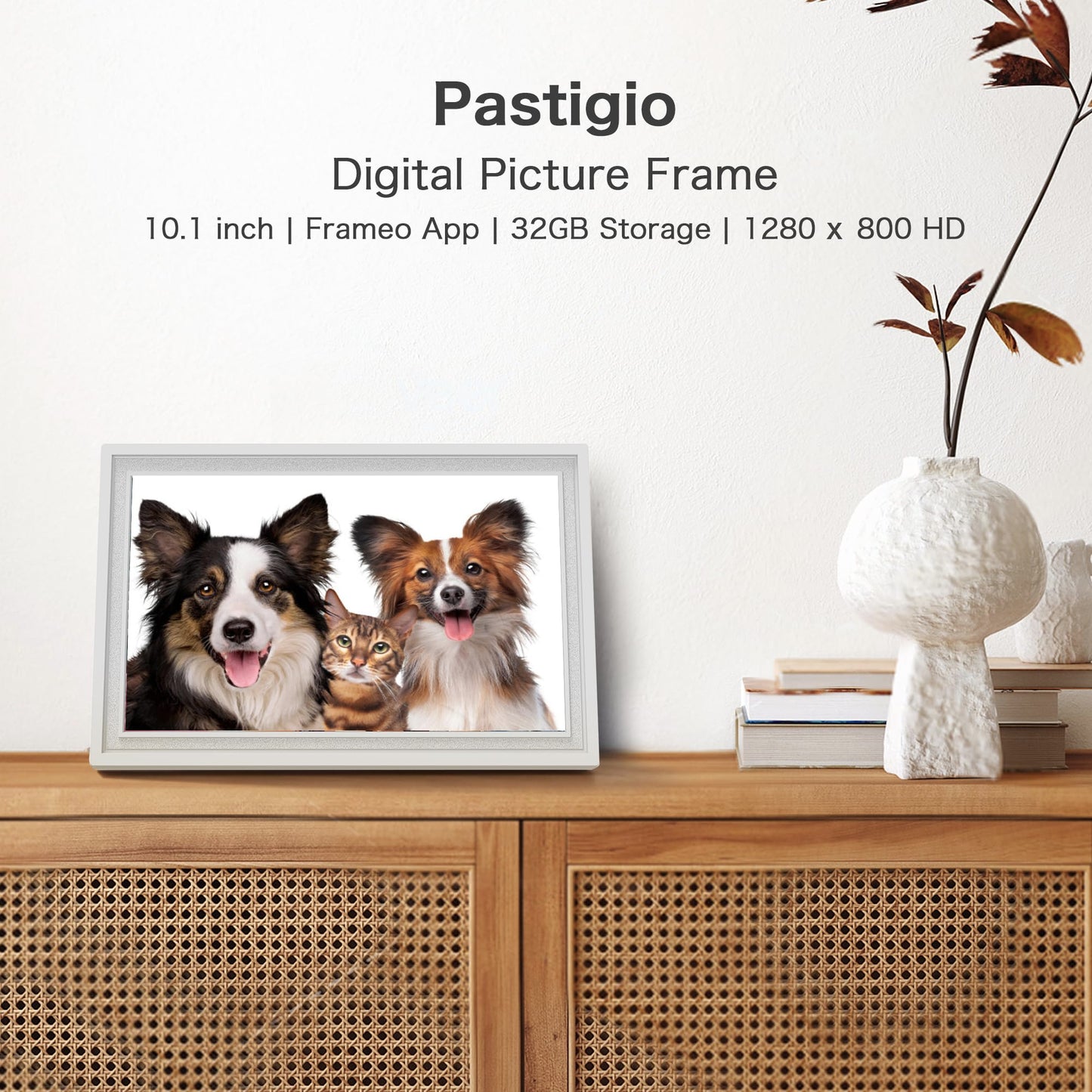 Digital Picture Frame, 10.1'' Frameo Digital WiFi, 32GB Memory, 1280 * 800 HD Touch Screen Electronic Photo Frame, Wall Mountable, Auto-Rotate, Share Instantly, Wedding, Birthday Gifts for Women, Mom