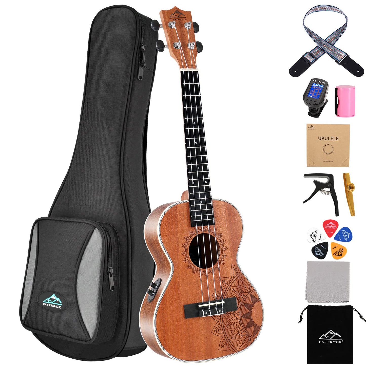 EASTROCK Concert Ukulele Mahogany Beginner 23 inch Ukelele Big Package Kit. Ukulele Ukalalee Suitable for adults, Beginners. (23-Mahogany)