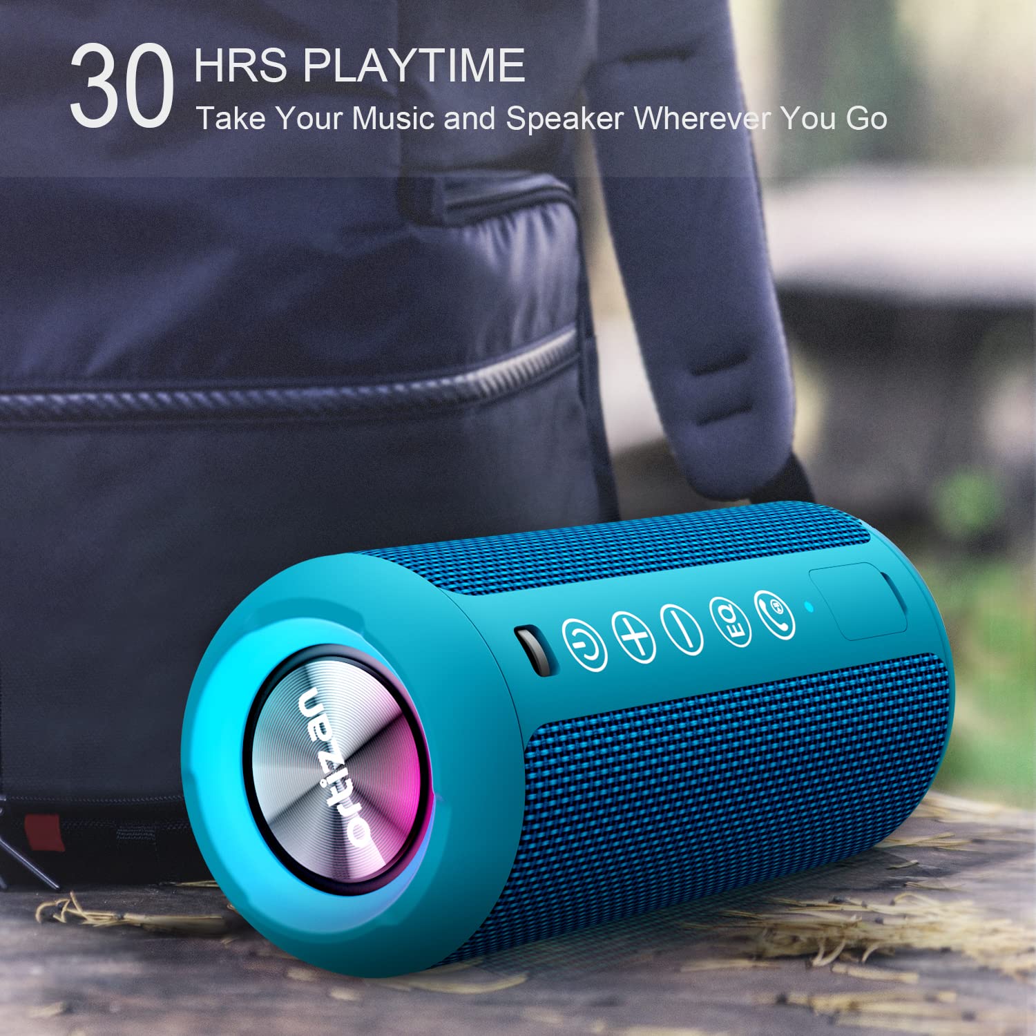 Ortizan Portable Bluetooth Speaker: IPX7 Waterproof, 24W Loud Sound, Deep Bass, Bluetooth 5.3, LED Lights, Wireless Stereo Pairing, 30H Playtime, for Home/Outdoor/Party/Beach, Birthday Gift (Black)