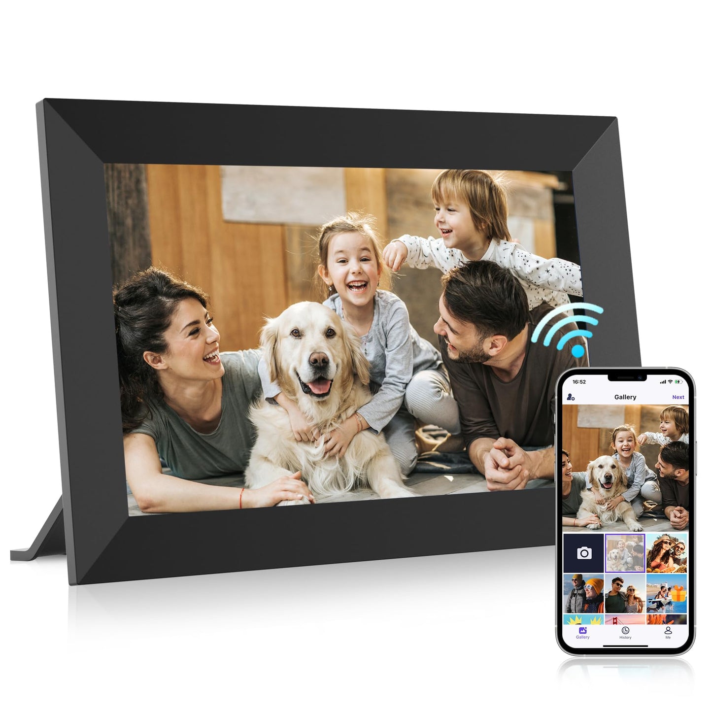 MaxAngel Digital Picture Frame 32GB Storage 10.1 Inch WiFi Electronic Photo Frame SD Card Slot IPS Touch Screen HD Display Auto-Rotate Slideshow Share Videos Photos Send Wishes via Uhale Remotely