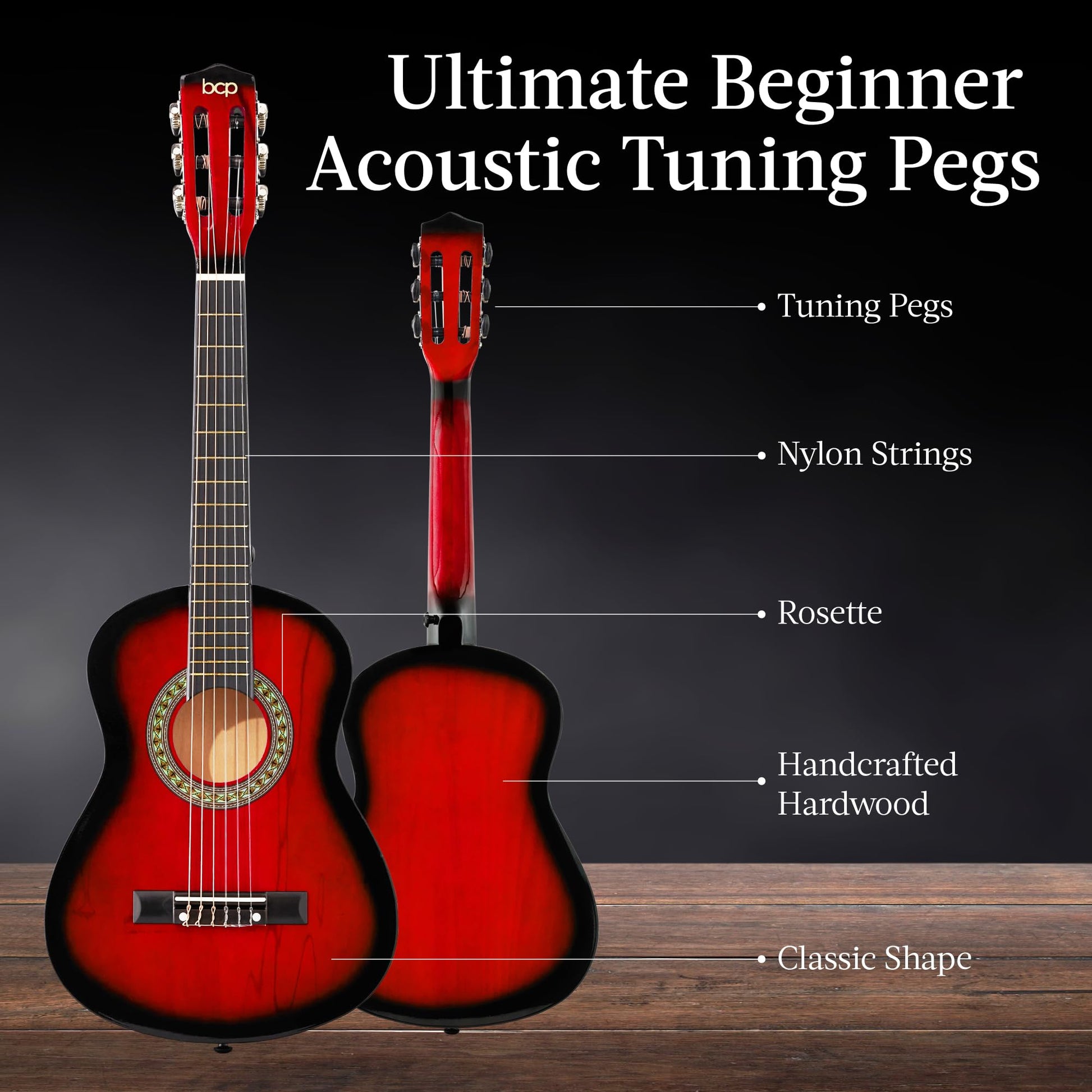 Best Choice Products 30in Kids Acoustic Guitar, All-in-One Beginner Starter Kit w/Strap, Case, Extra Strings, Rosette Inlay - Black