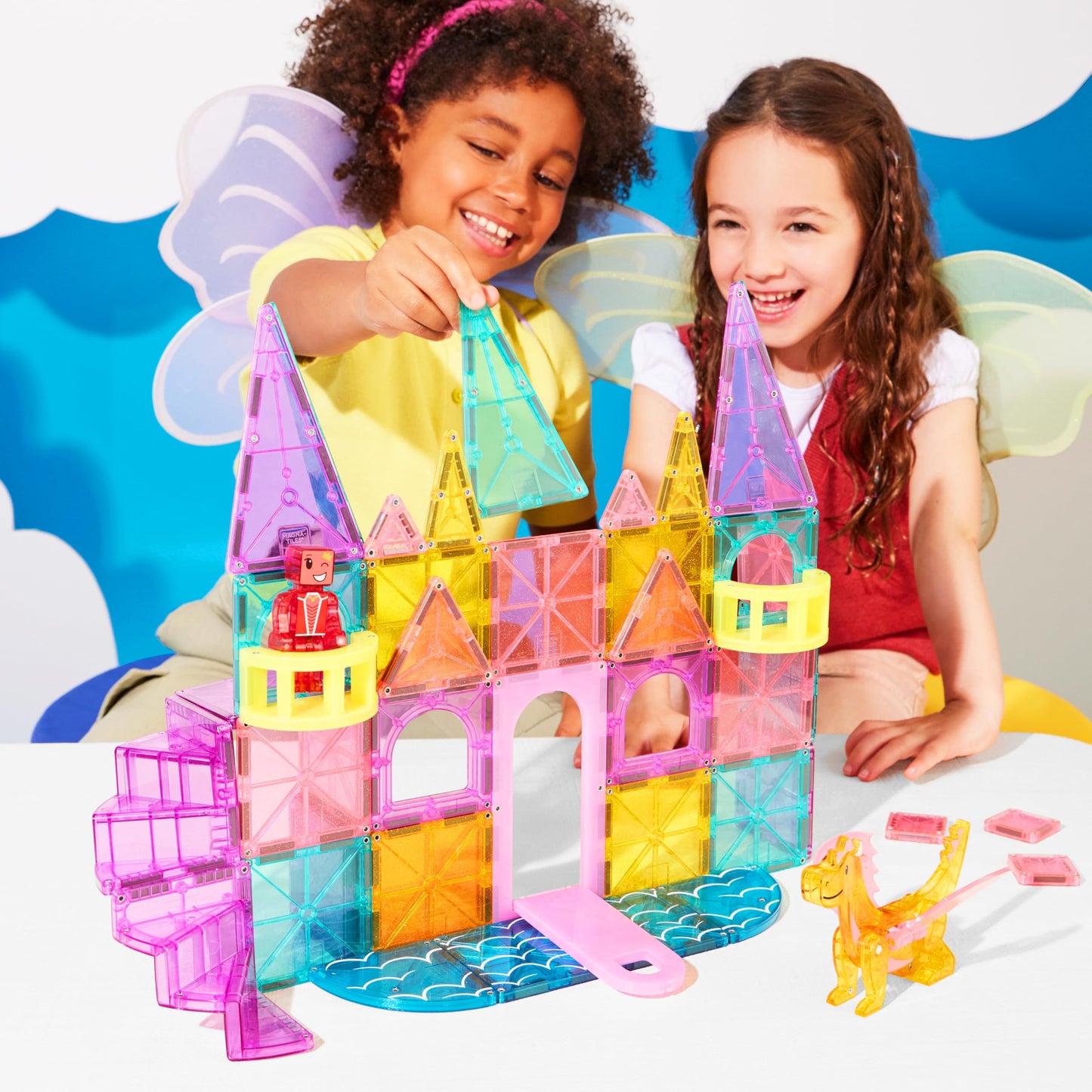 MAGNA-TILES Castle DLX 48-Piece Magnetic Construction Set, The Original Magnetic Building Brand