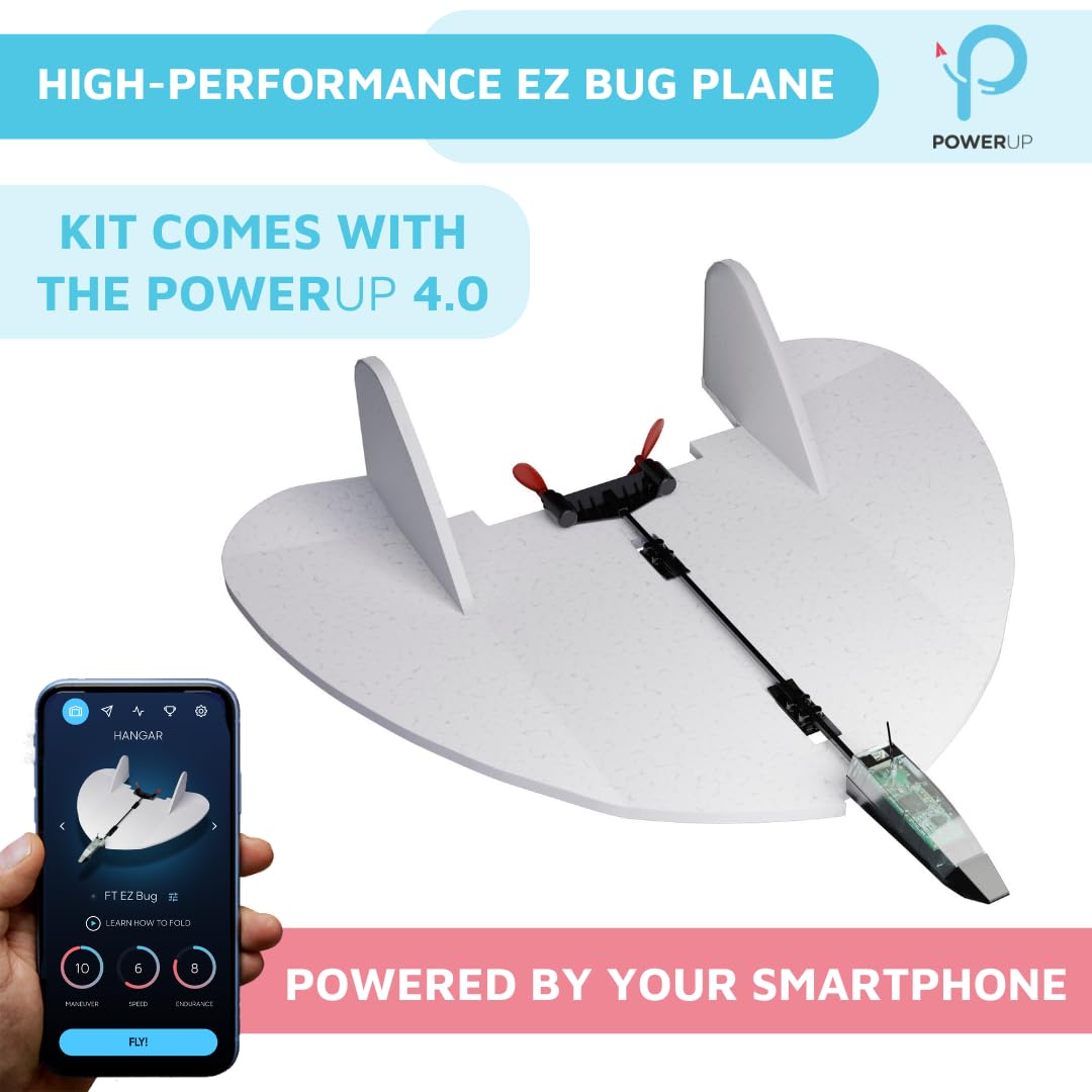 POWERUP 4.0 The Next-Generation Smartphone Controlled Paper Airplane Kit, RC Controlled. Easy to Fly with Autopilot &amp; Gyro Stabilizer. for Hobbyists, Pilots, Tinkerers.