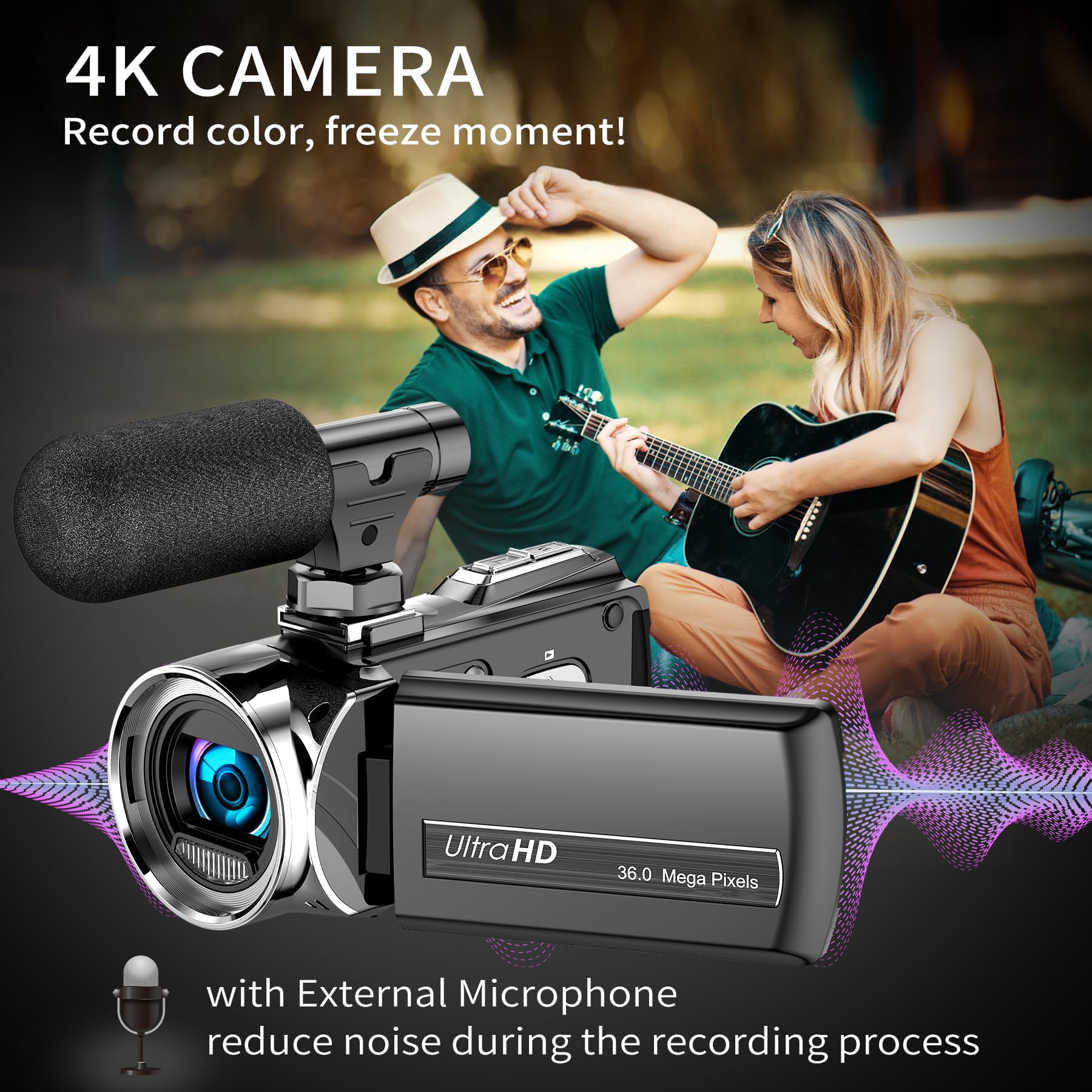 Video Camera Camcorder 4K 36.0 MP Vlogging Camera Recorder for YouTube 3.0 Inch IPS Screen 18X Digital Zoom Camcorders Camera with Batteries Tripod