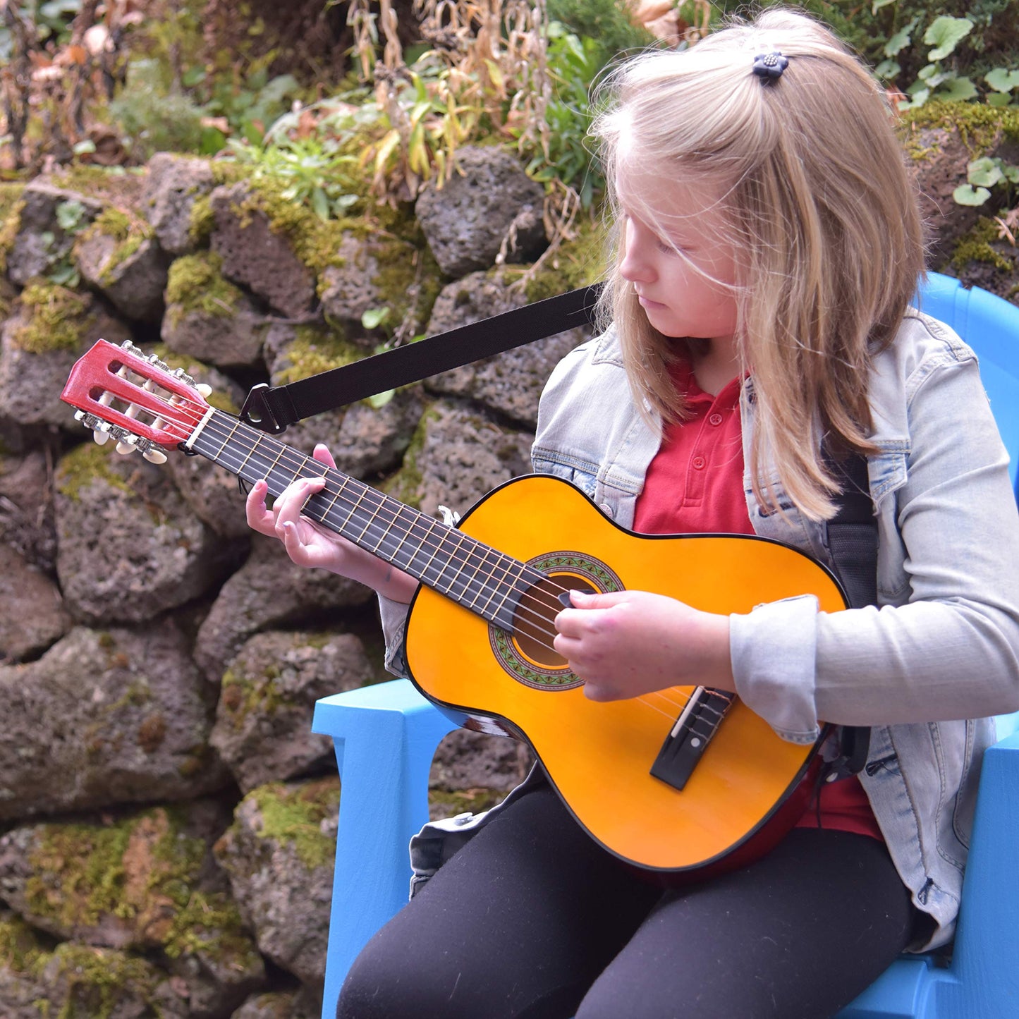 30" Left Handed Wood Guitar with Case and Accessories for Kids/Girls/Boys/Teens/Beginners (30", Black)