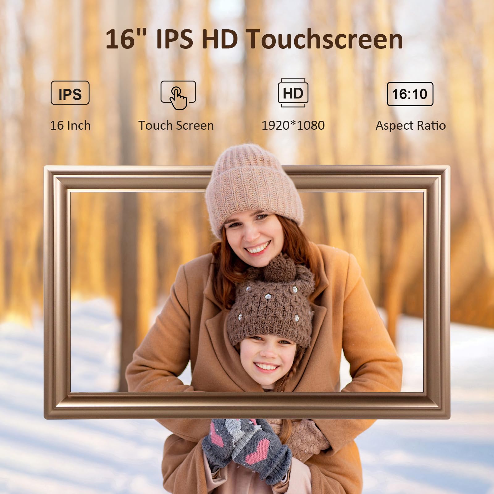 10.1 Inch WiFi Digital Picture Frame, 1280x800HD IPS Touch Screen Digital Photo Frame Electronic,16GB Memory, Auto-Rotate, Wall Mountable, Share Photos/Videos Instantly via Uhale App from Anywhere