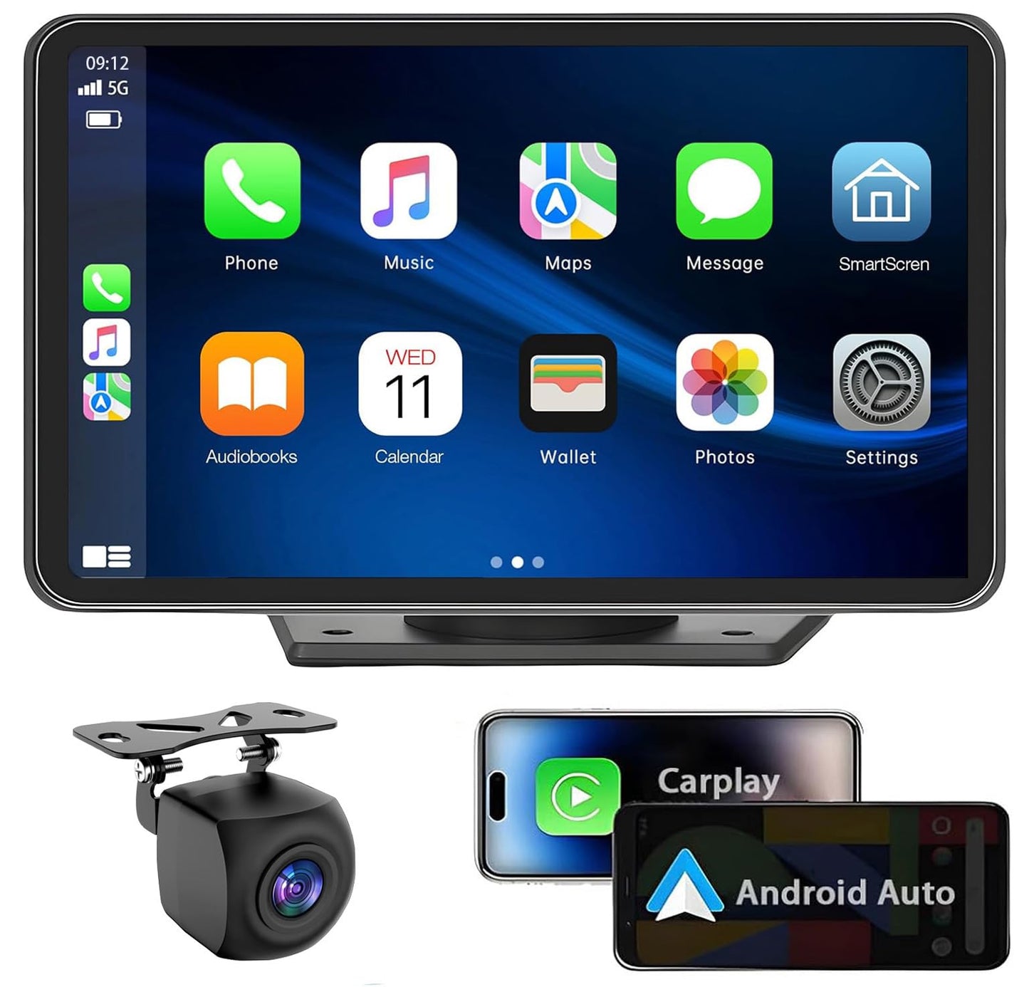 for Apple Carplay Wireless Portable 7" Touchscreen Car Stereo Voice Control with Apple Car Play &amp; Android Auto Car Audio Backup Camera Bluetooth GPS Navigation/Mirror Link Fits All Cars