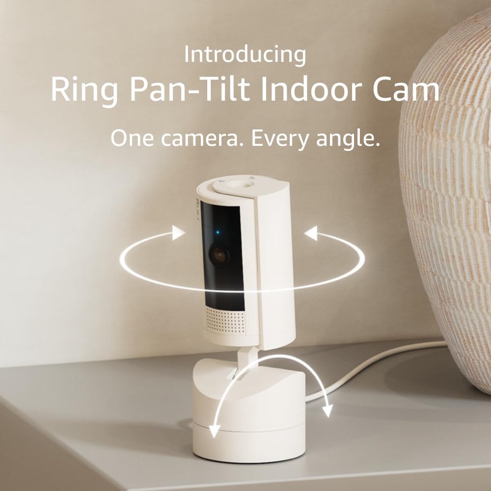 Ring Pan-Tilt Indoor Cam | See all around with 360° pan coverage, HD video, plus Two-Way Talk (2024 release) | White