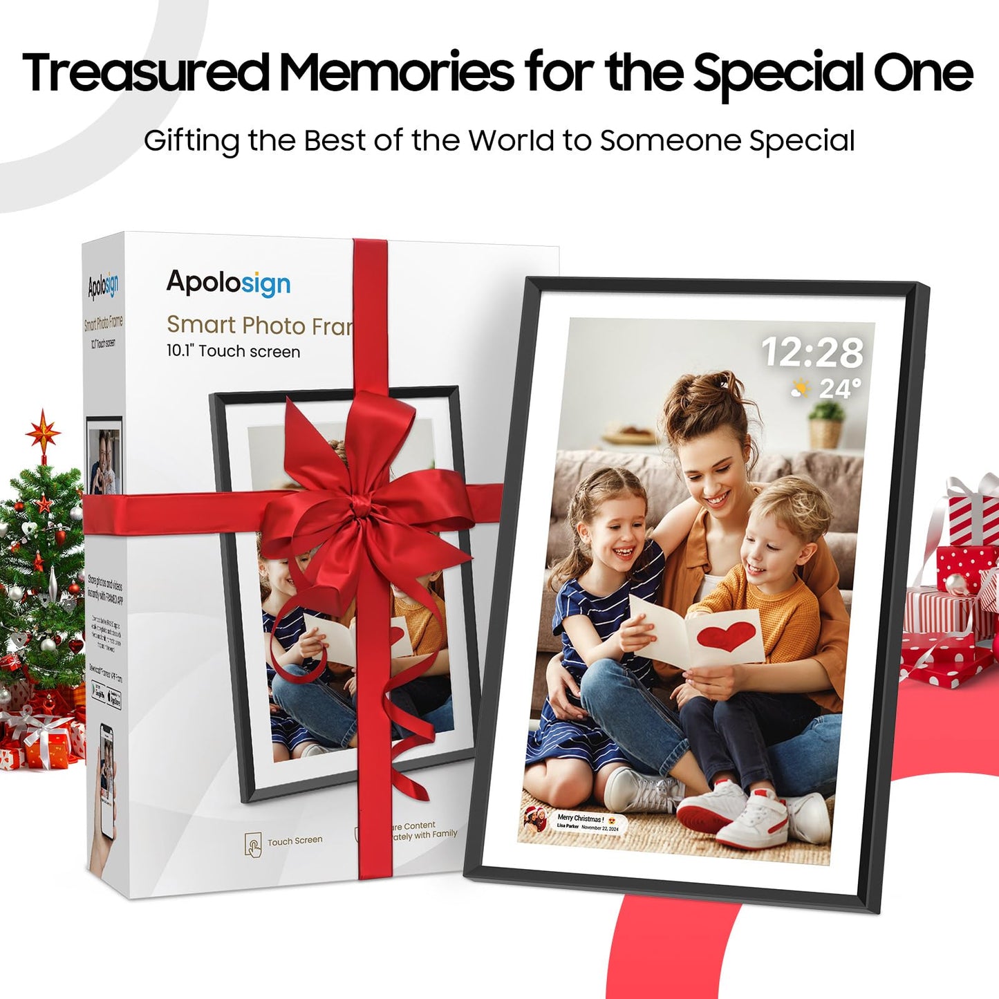 ApoloSign Digital Picture Frame 10.1 inch, Frameo Digital Photo Frame, WiFi Electronic Frame with 32GB Storage, 1280x800 HD IPS Touch Screen, Auto-Rotate, Slideshow, Share Photos/Videos Instantly