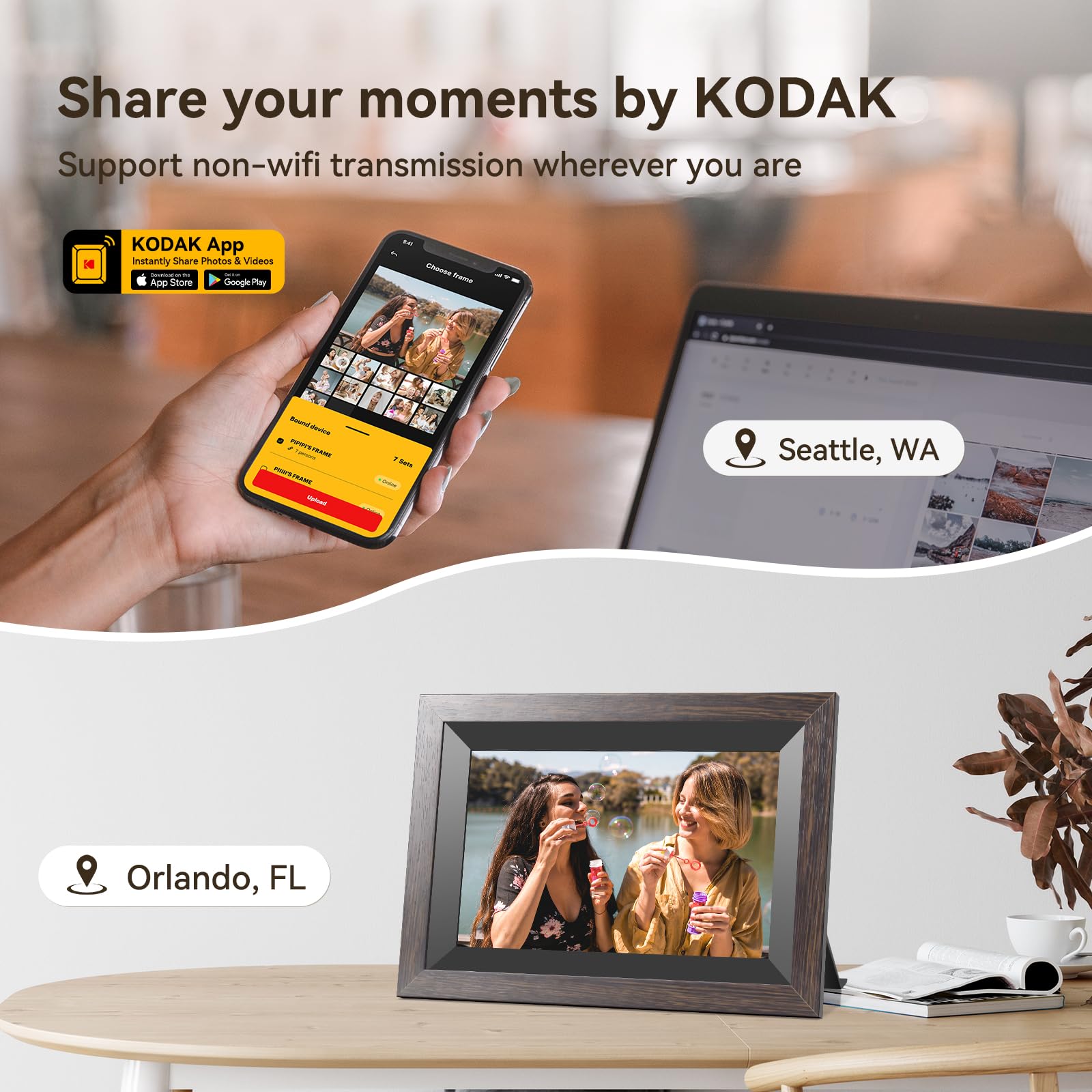 KODAK 10.1 Inch WiFi Digital Picture Frame with 32GB Storage, Electronic Smart Digital Photo Frame 1280x800 IPS Touch Screen, Auto-Rotate, Share Moments Instantly Gifts for Women Mothers Day Christmas