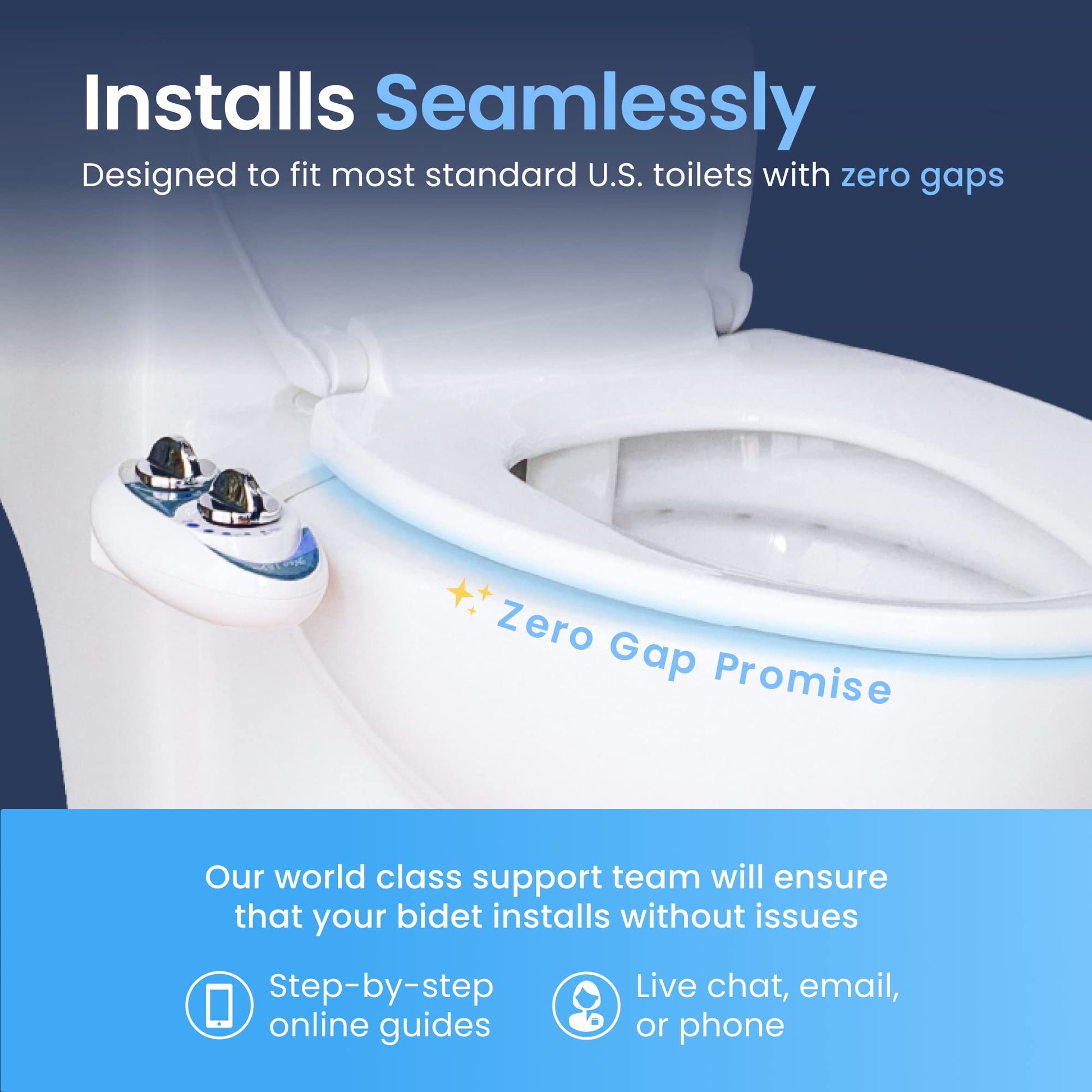 LUXE Bidet NEO 185 - Self-Cleaning, Dual Nozzle, Non-Electric Bidet Attachment for Toilet Seat, Adjustable Water Pressure, Rear and Feminine Wash (Blue)