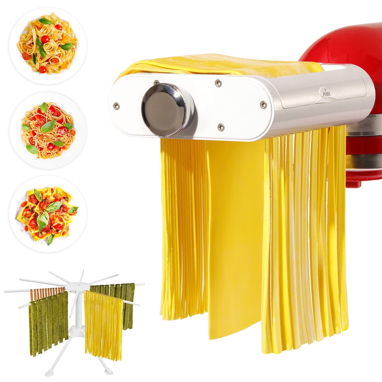 Antree Pasta Maker Attachment 3 in 1 Set for KitchenAid Stand Mixers Included Pasta Sheet Roller, Spaghetti Cutter, Fettuccine Cutter Maker Accessories and Cleaning Brush