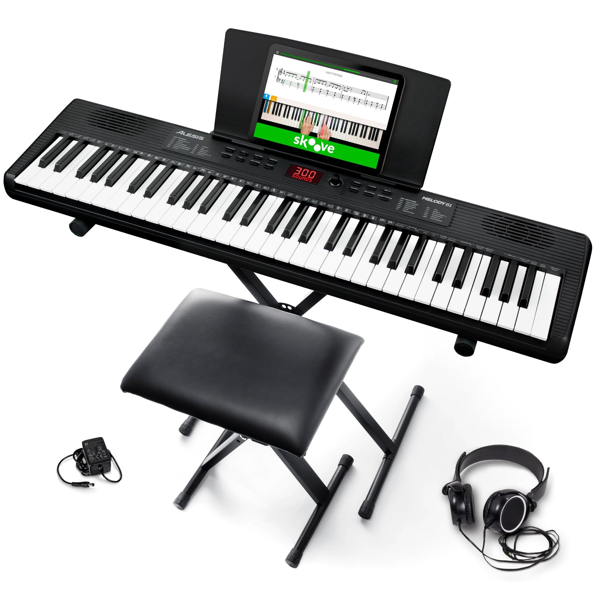 Alesis Melody 61 MK4 Keyboard Piano for Beginners with 61 Keys Speakers, Tablet/Sheet Music Stand, 300 Sounds and Music Lessons