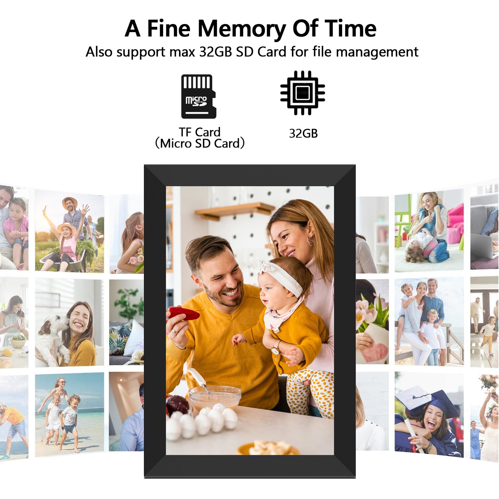 FRAMEO Digital Photo Frame WiFi 32GB 10.1 Inch 1280x800 IPS Touch Screen Digital Picture Frame Easy Setup Share Photo or Video via Frameo APP