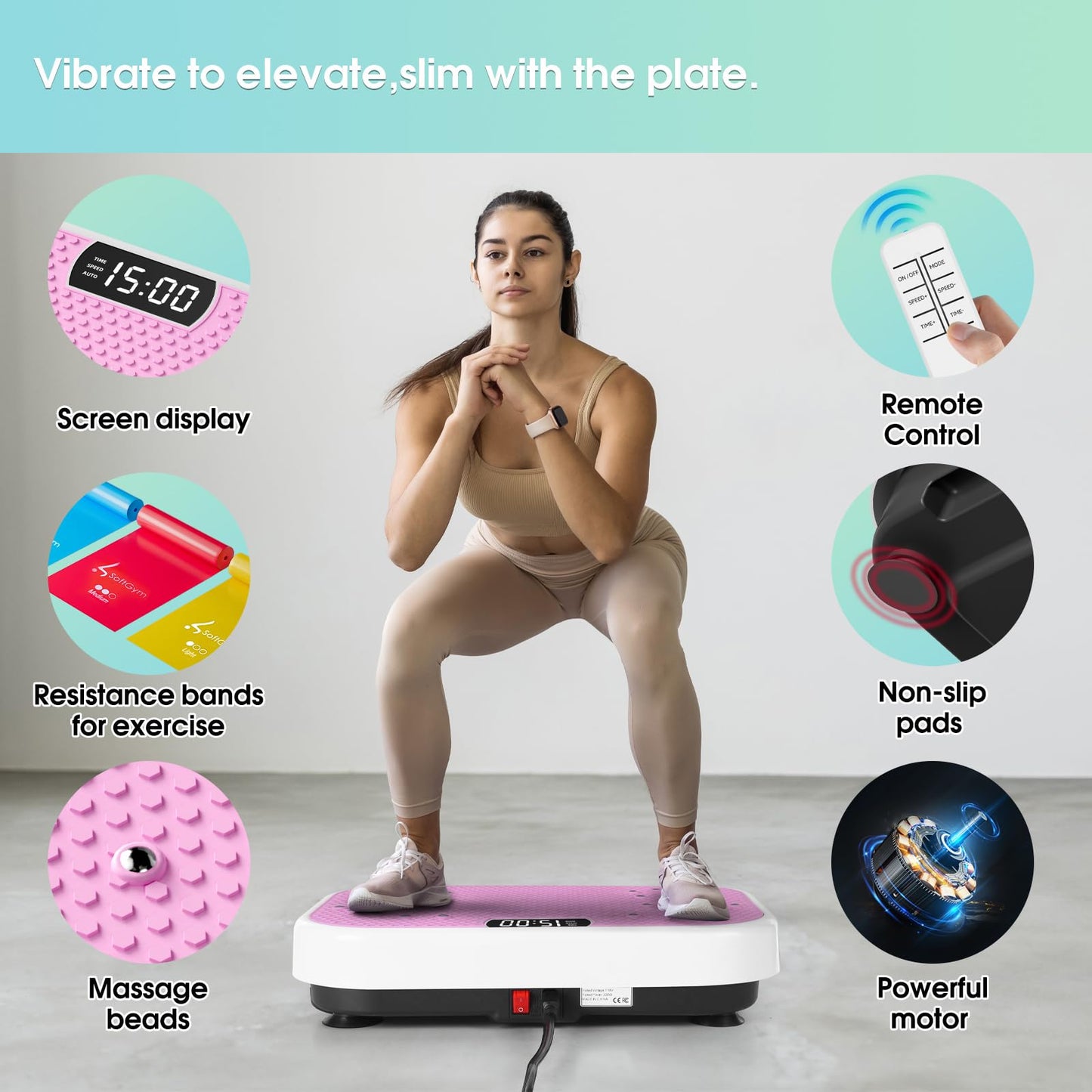 Vibration Plate Exercise Machine for Lymphatic Drainage Weight Loss,SoftGym Power Vibration Plate 300-400 Lbs Capacity Full Whole Body Workout Vibration Platform,Waver Vibration Plate for Home Fitness