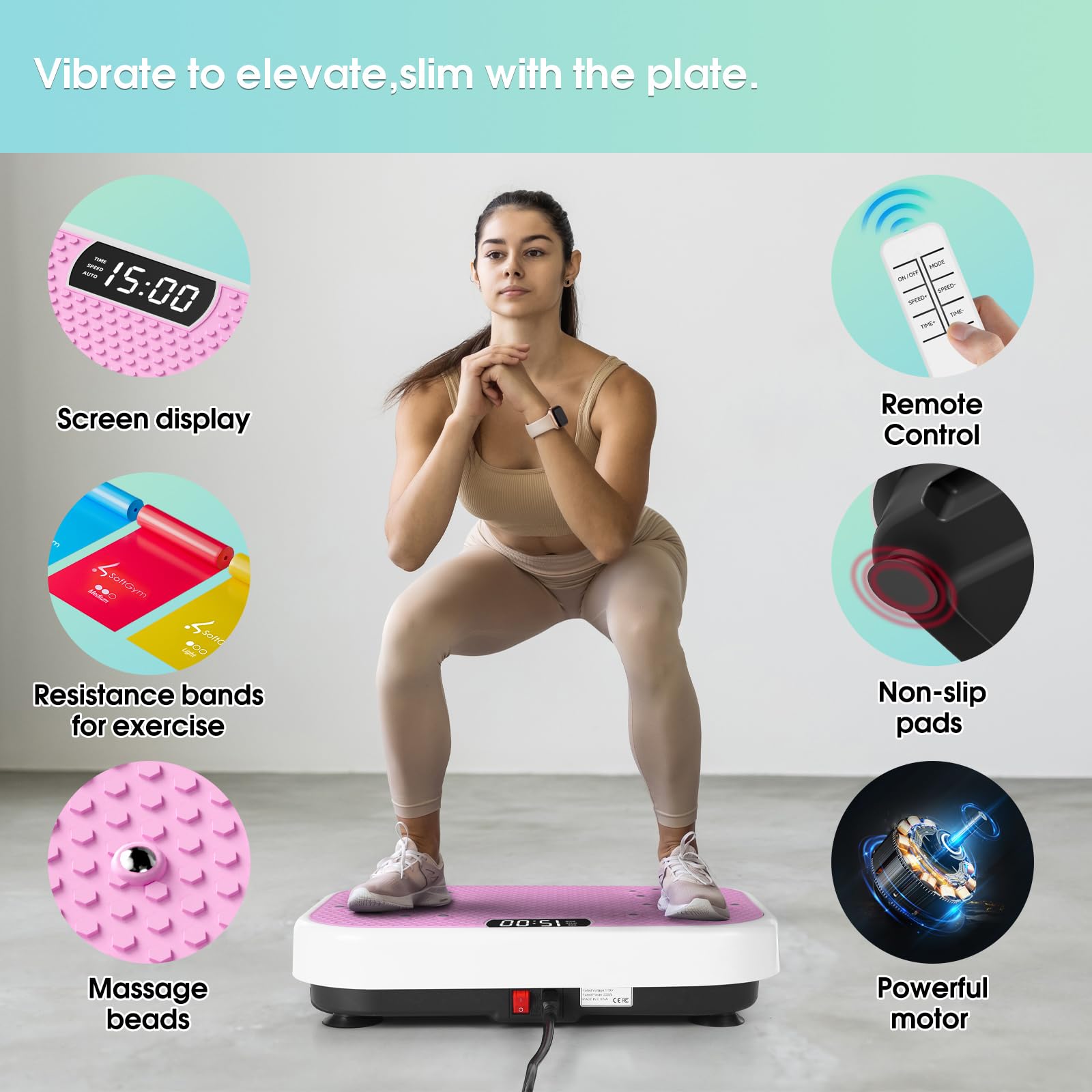 Vibration Plate Exercise Machine for Lymphatic Drainage Weight Loss,SoftGym Power Vibration Plate 300-400 Lbs Capacity Full Whole Body Workout Vibration Platform,Waver Vibration Plate for Home Fitness