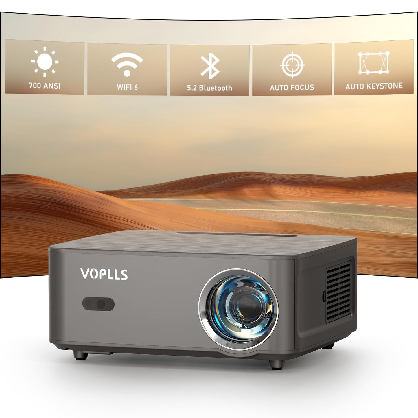 Mini Projector, VOPLLS 1080P Full HD Supported Video Projector, Portable Outdoor Home Theater Movie Projector, 50% Zoom, Compatible with HDMI, USB, AV, Smartphone/Tablet/Laptop (Small Projector)