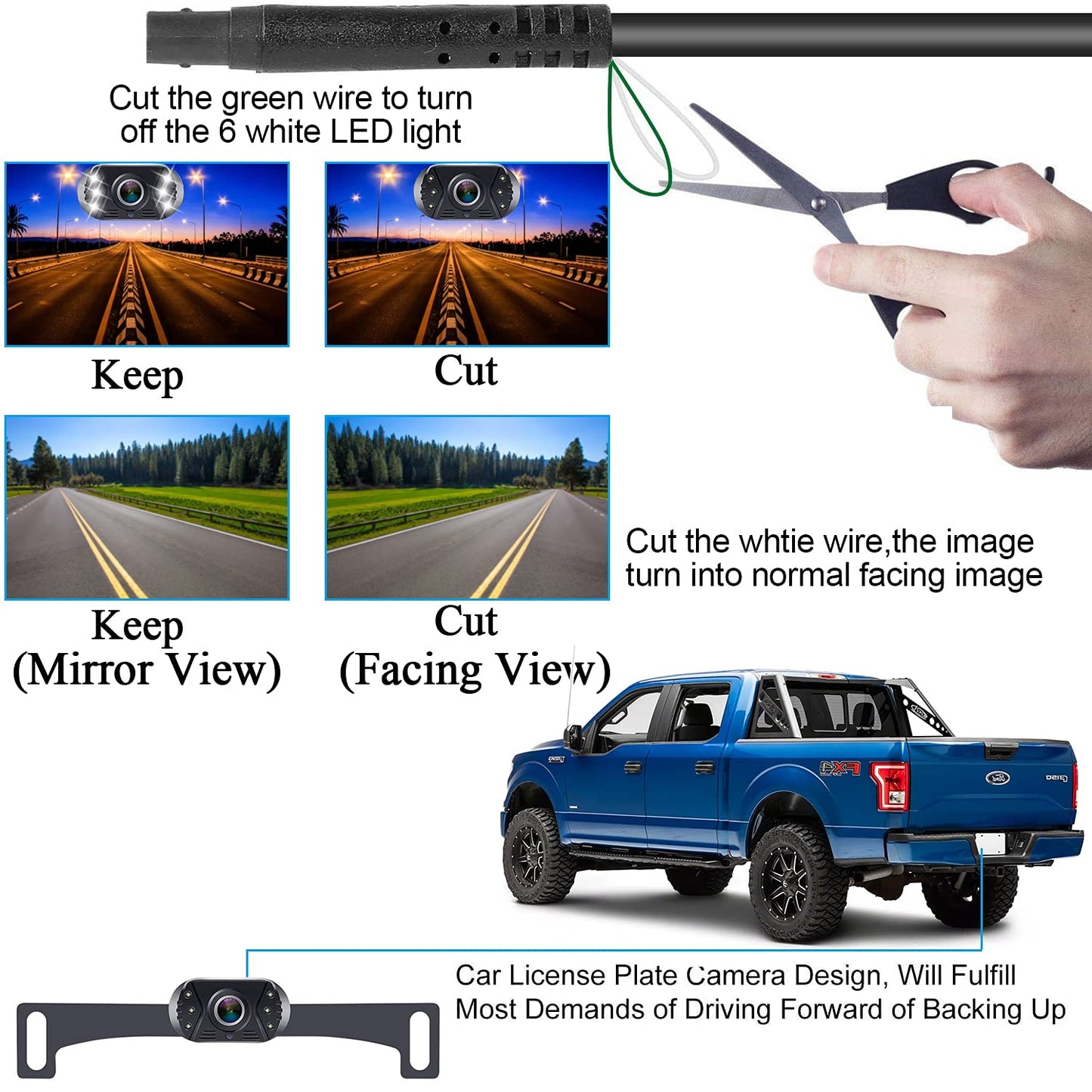 Backup Camera Easy Setup Plug-Play: HD 1080P No-Delay Waterproof - Clear Night Vision Rear View Camera with Monitor for Car Truck SUV - LK3