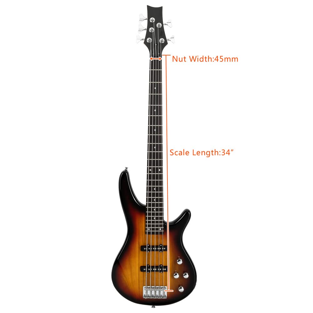 Ktaxon Electric Bass Guitar 4 String Bass Guitar with 20 Watt Amplifier, PJ Type Pickup, Naturally air-dried Maple Neck, Rosewood Fretboard, Basswood Body(Black)